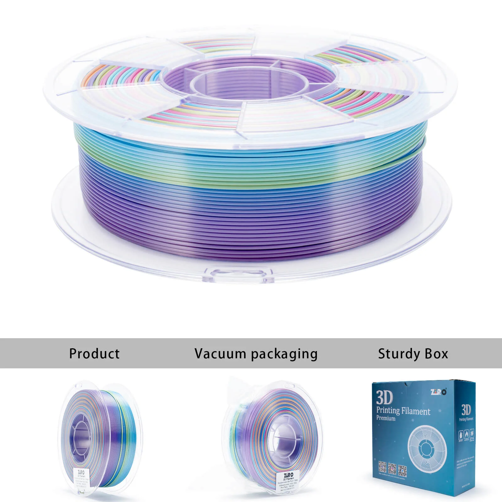ZIRO Fast Gradient Silk PLA Filament 1.75mm, Iridescent Prism - Image 9