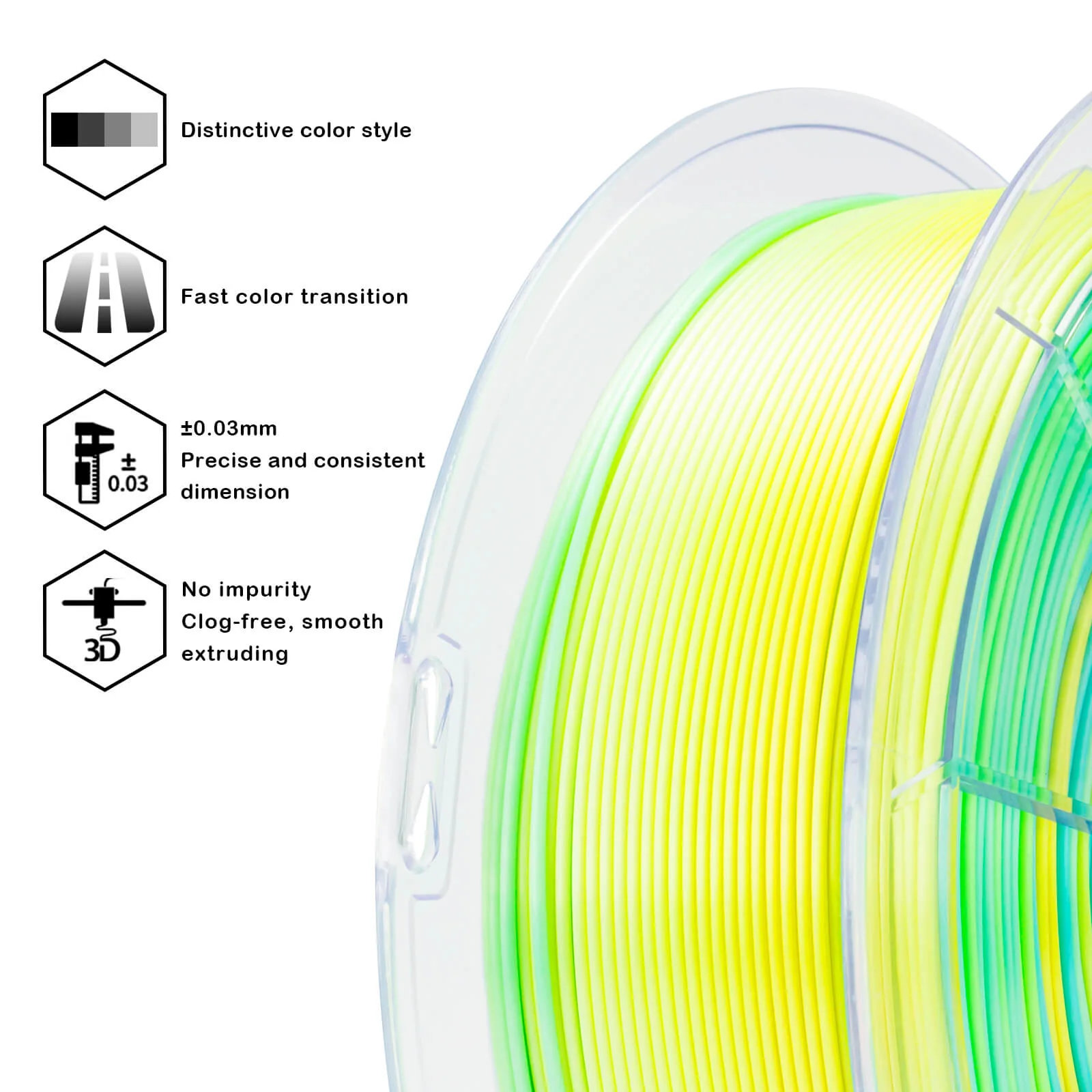 ZIRO Fast Gradient Silk PLA Filament 1.75mm, Lemon Shimmer - Image 10