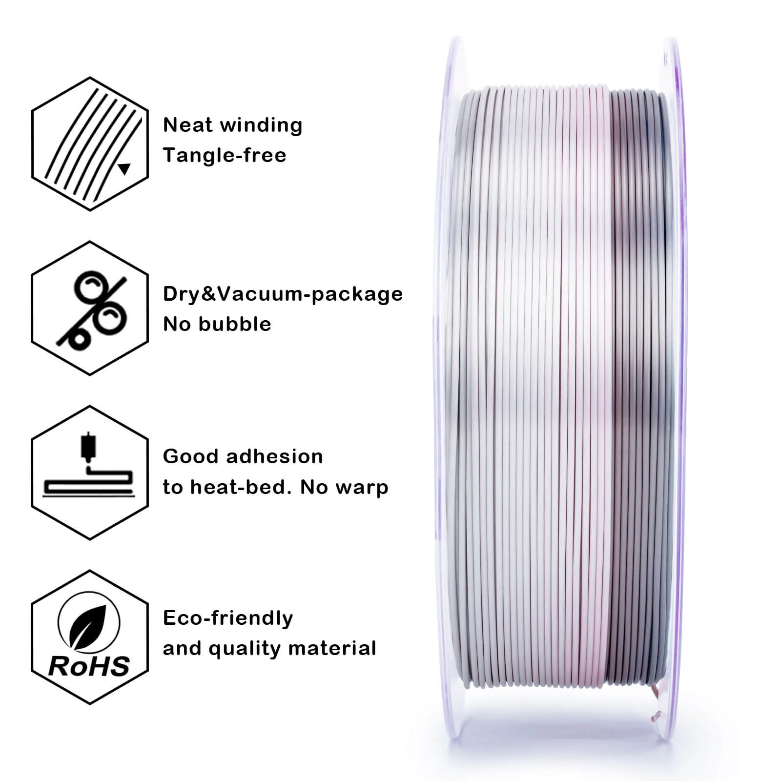 ZIRO Fast Gradient Silk PLA Filament 1.75mm, Lunar Bloom - Image 7