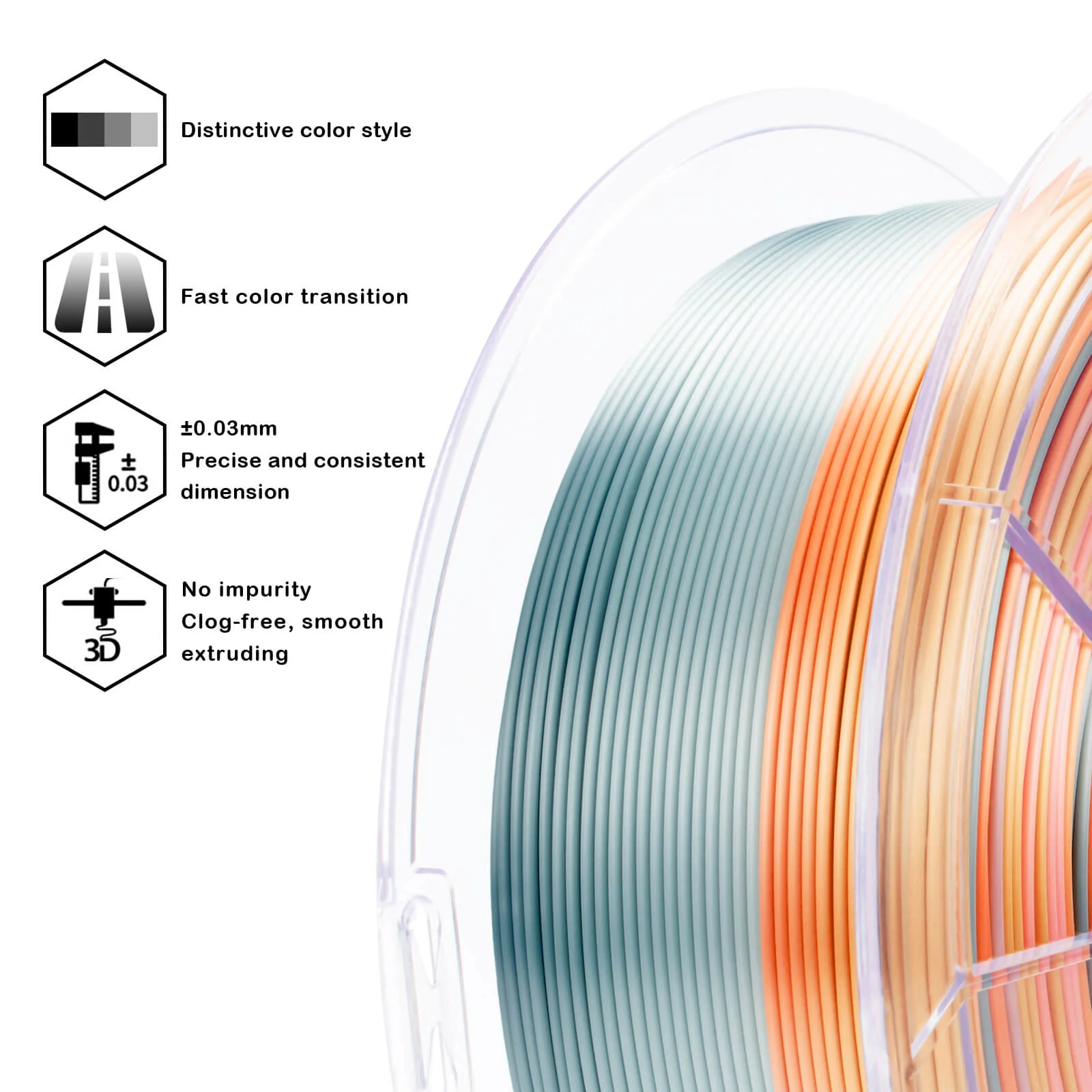 ZIRO Fast Gradient Silk PLA Filament 1.75mm, Mellow Horizon - Image 4