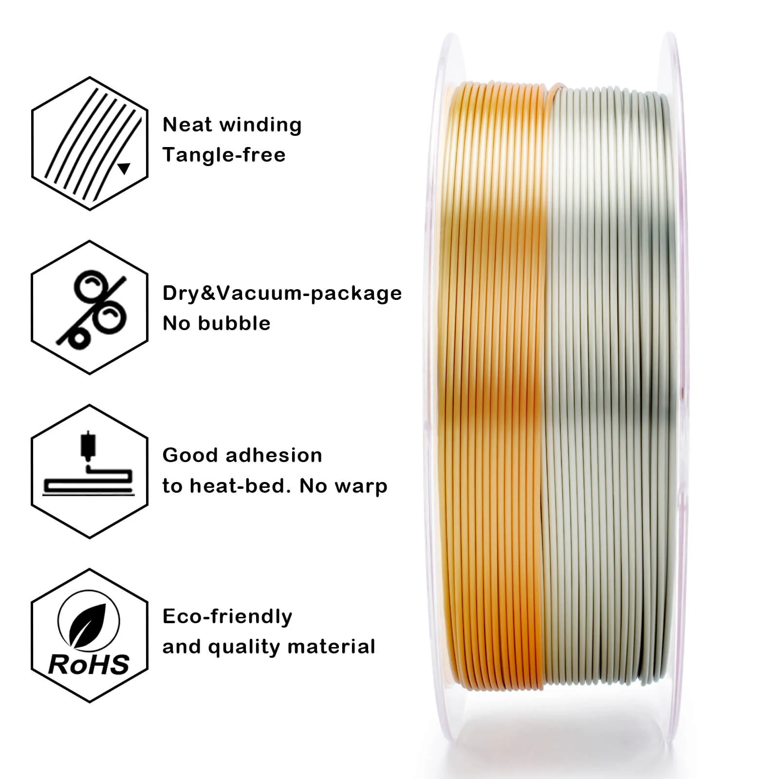 ZIRO Fast Gradient Silk PLA Filament 1.75mm, Metallic Fusion - Image 5