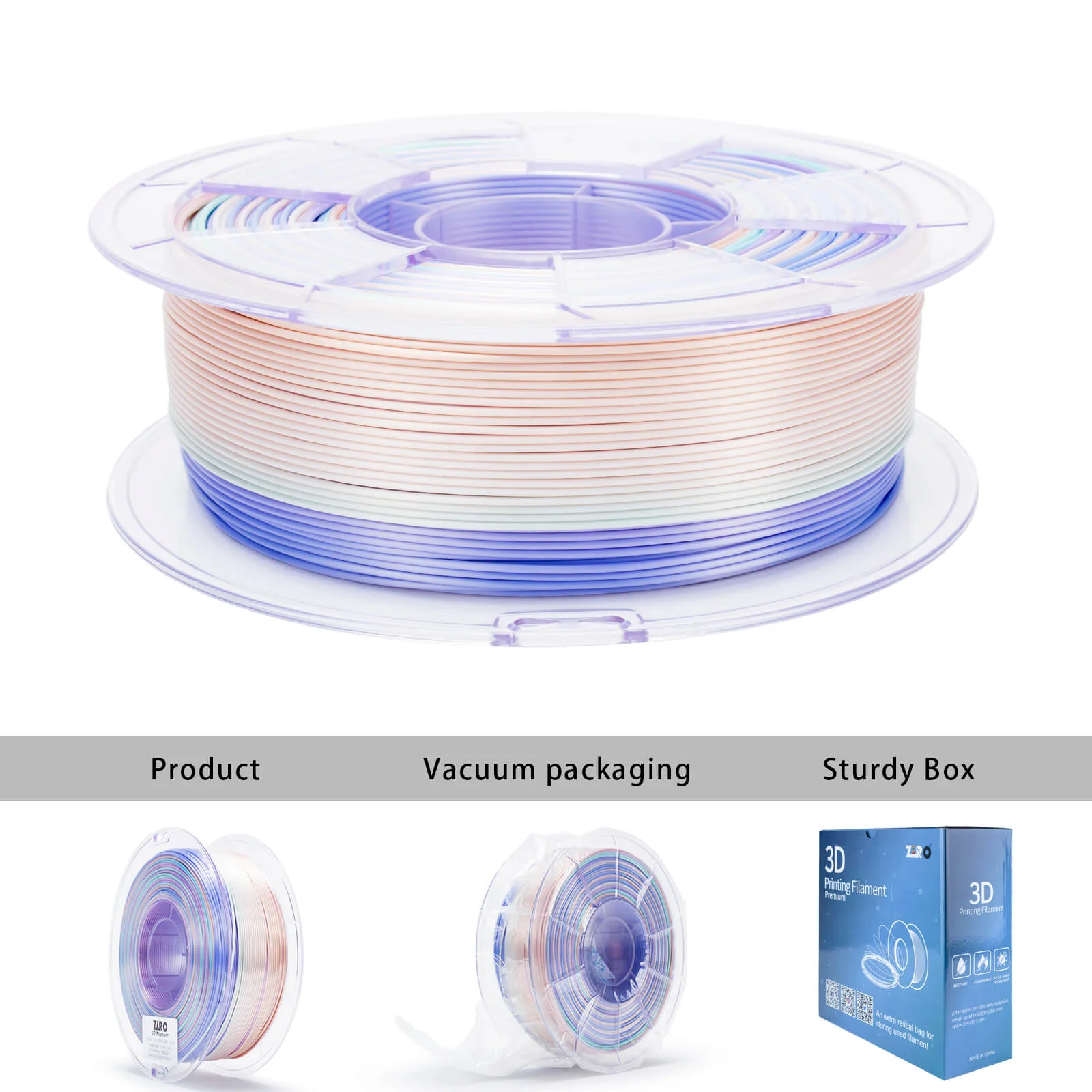 ZIRO Fast Gradient Silk PLA Filament 1.75mm, Pastel Pearl - Image 12