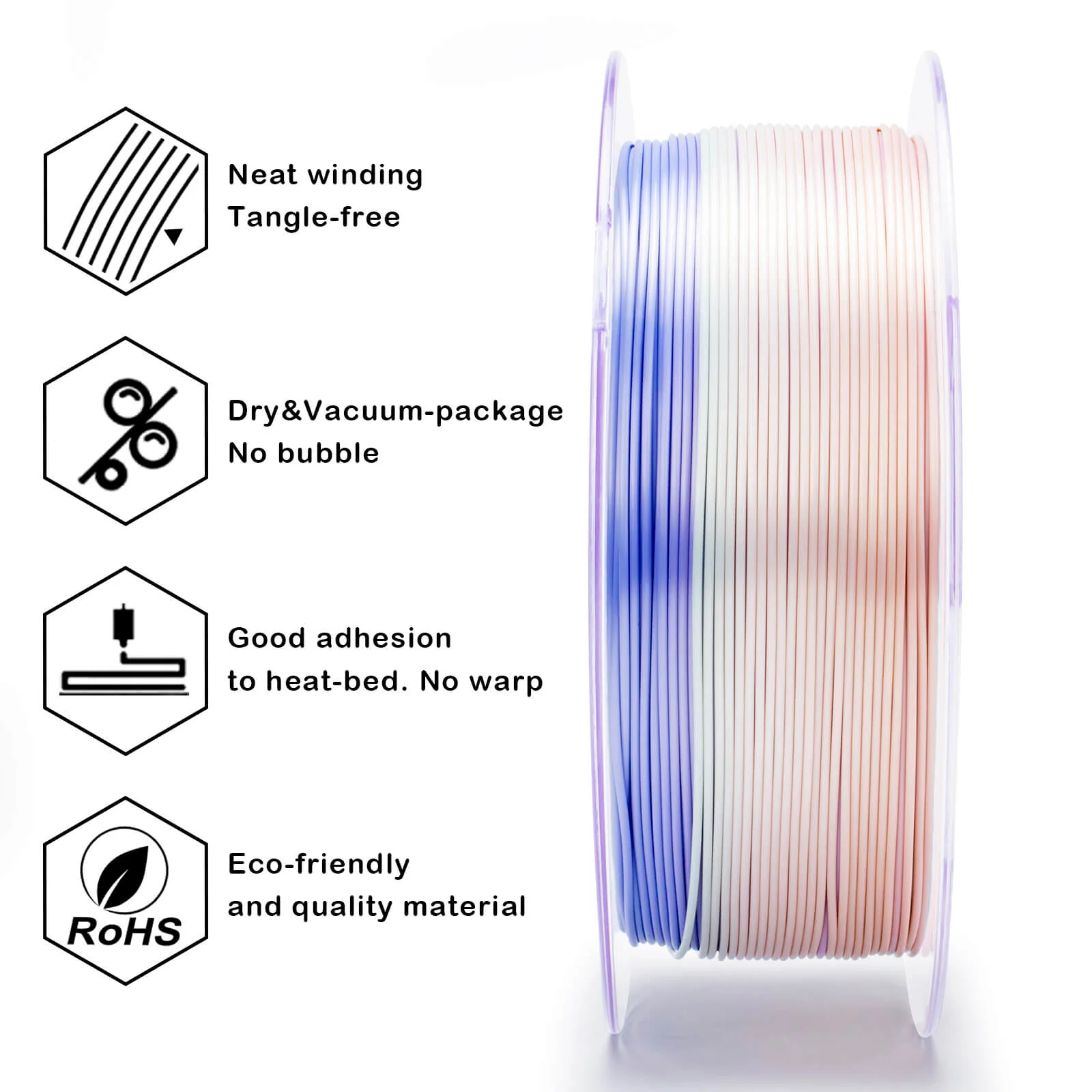 ZIRO Fast Gradient Silk PLA Filament 1.75mm, Pastel Pearl - Image 13