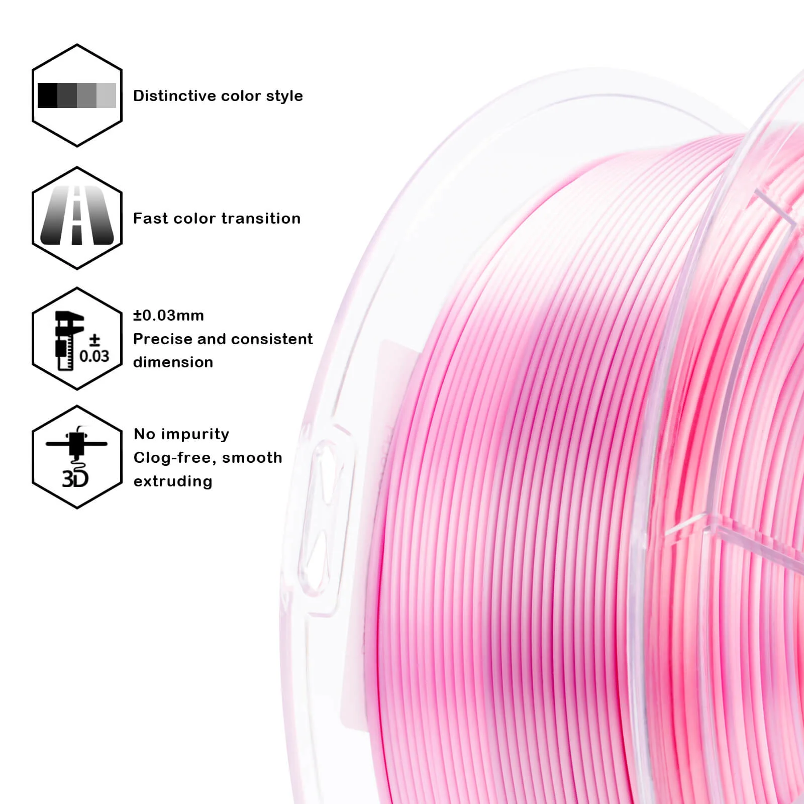 ZIRO Fast Gradient Silk PLA Filament 1.75mm, Peach Blush - Image 4