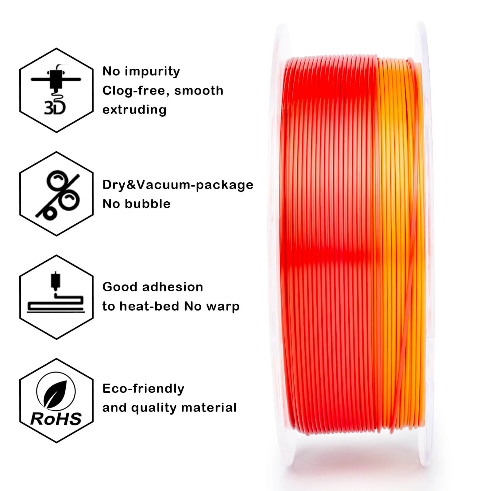 ZIRO Fast Gradient Silk PLA Filament 1.75mm, Personality Series- Passionate - Image 14