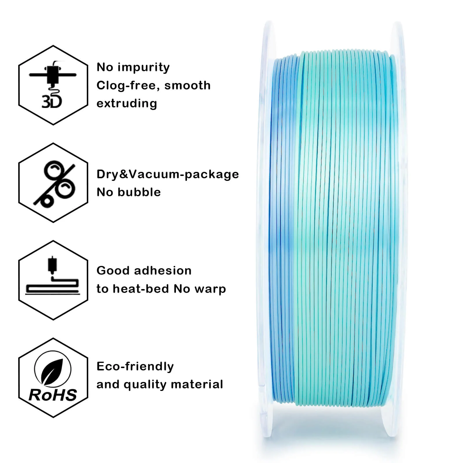 ZIRO Fast Gradient Silk PLA Filament 1.75mm, Personality Series-Pure - Image 9