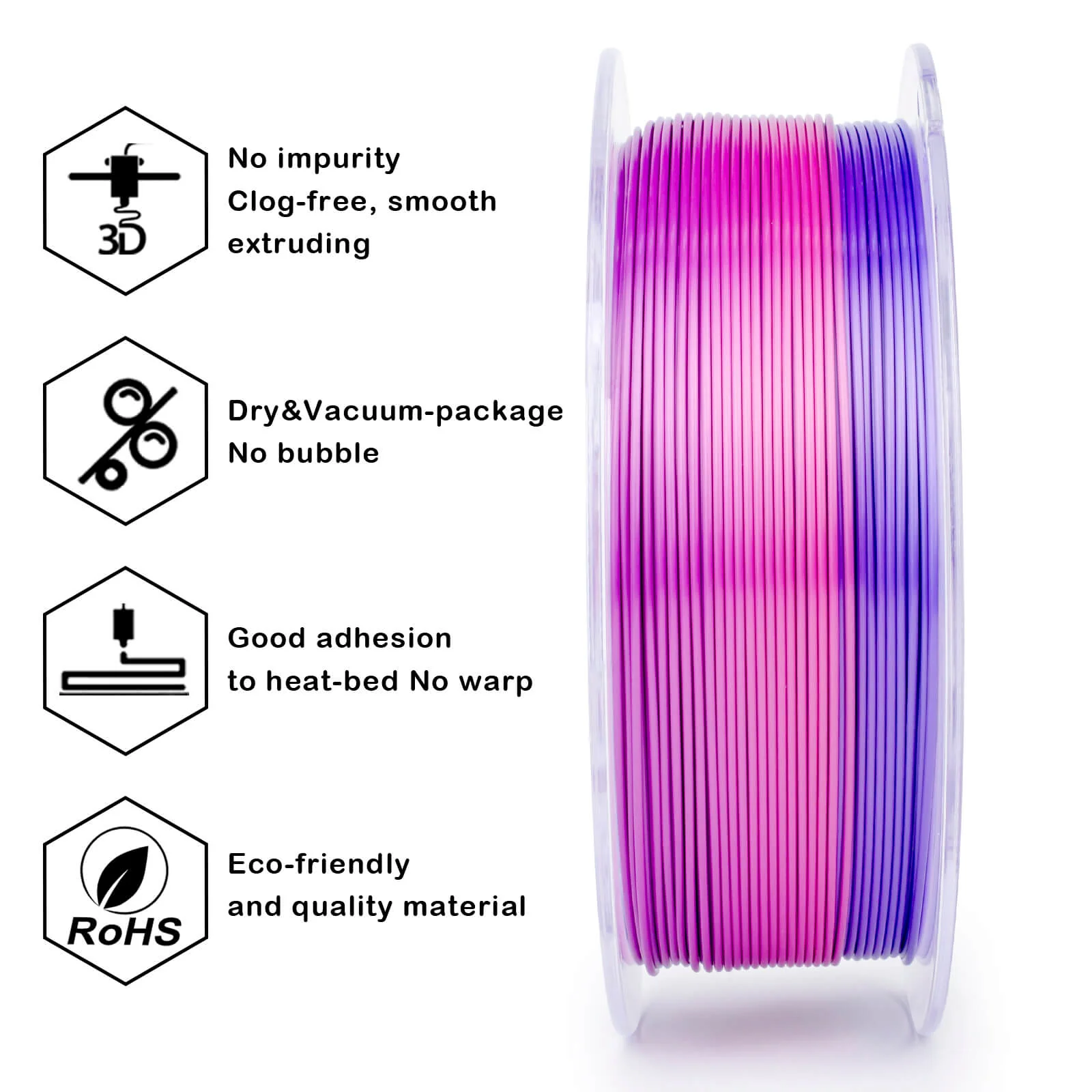 ZIRO Fast Gradient Silk PLA Filament 1.75mm, Personality Series- Romantic - Image 13