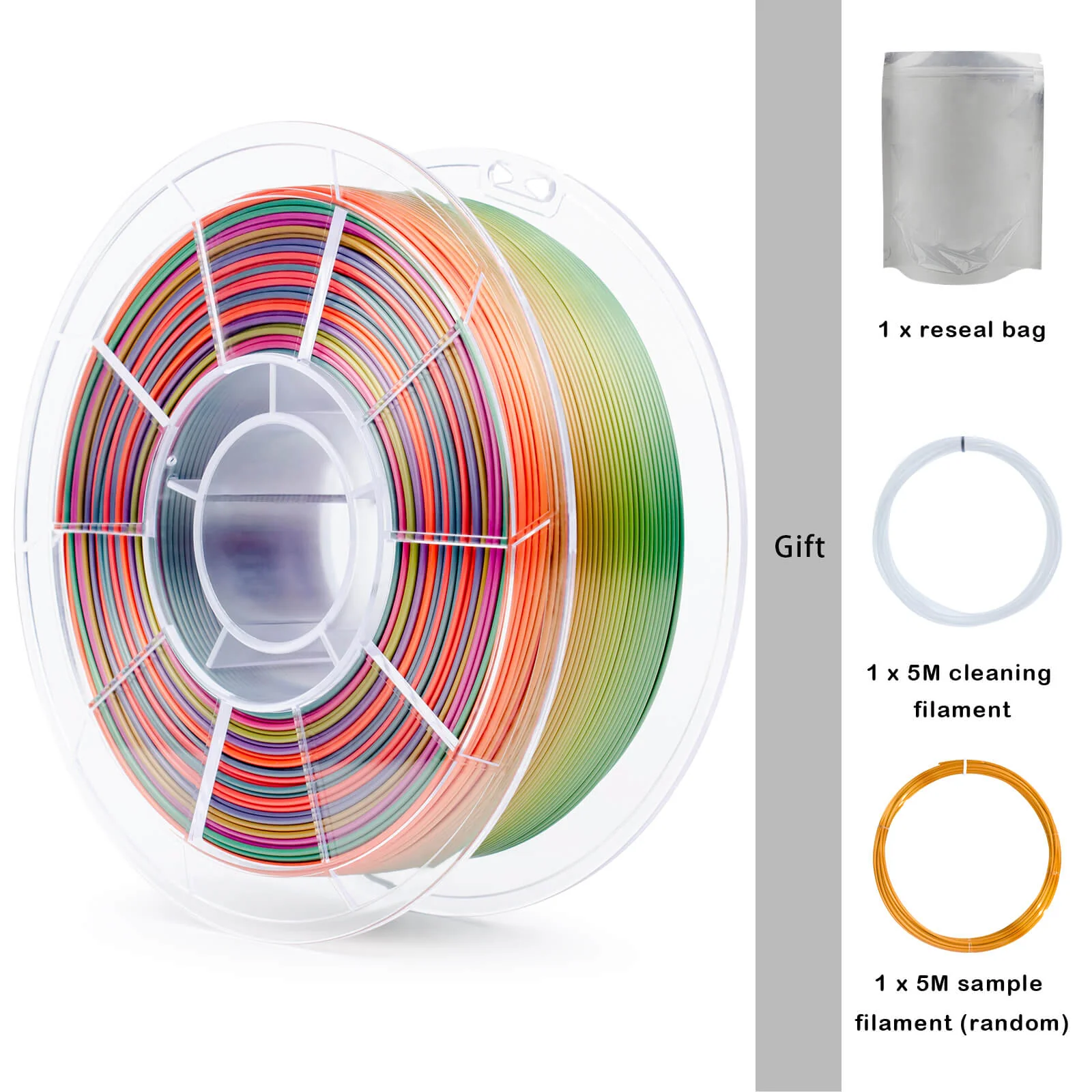 ZIRO Fast Gradient Silk PLA Filament 1.75mm, Rainbow - Image 8