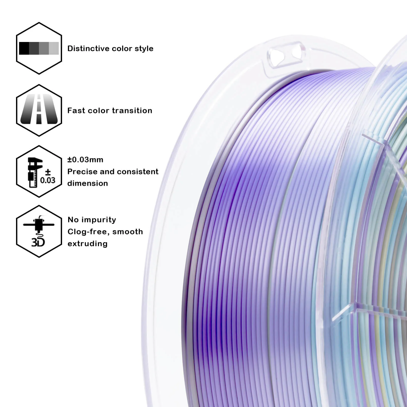 ZIRO Fast Gradient Silk PLA Filament 1.75mm, Steel Violet - Image 4