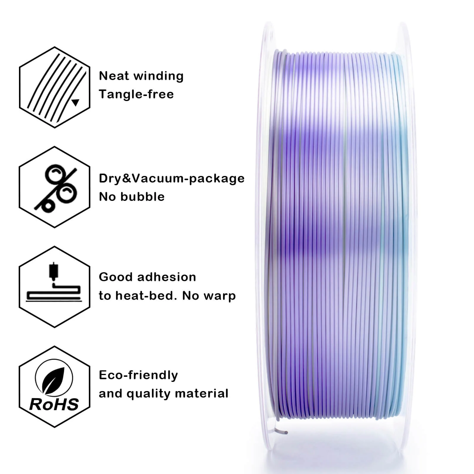 ZIRO Fast Gradient Silk PLA Filament 1.75mm, Steel Violet - Image 5
