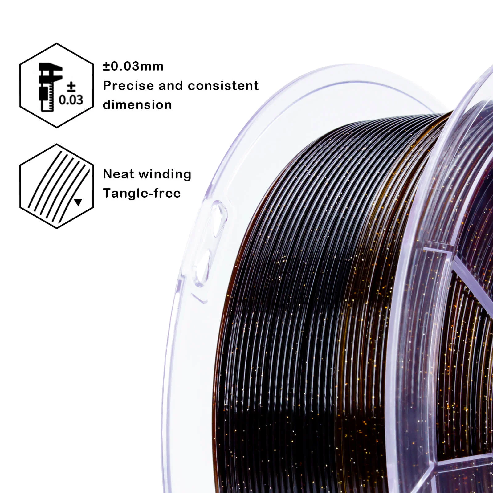 ZIRO Fast Gradient Twinkling Translucent PLA Filament 1.75mm, Amber - Image 4