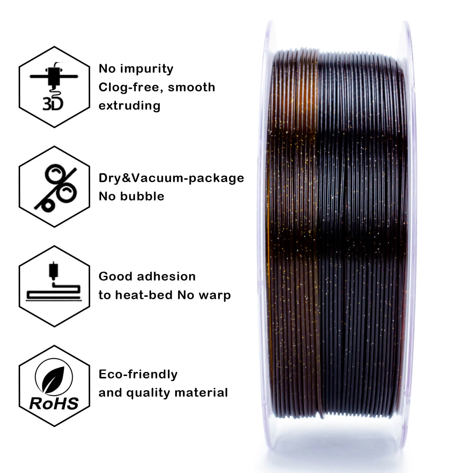ZIRO Fast Gradient Twinkling Translucent PLA Filament 1.75mm, Amber - Image 5