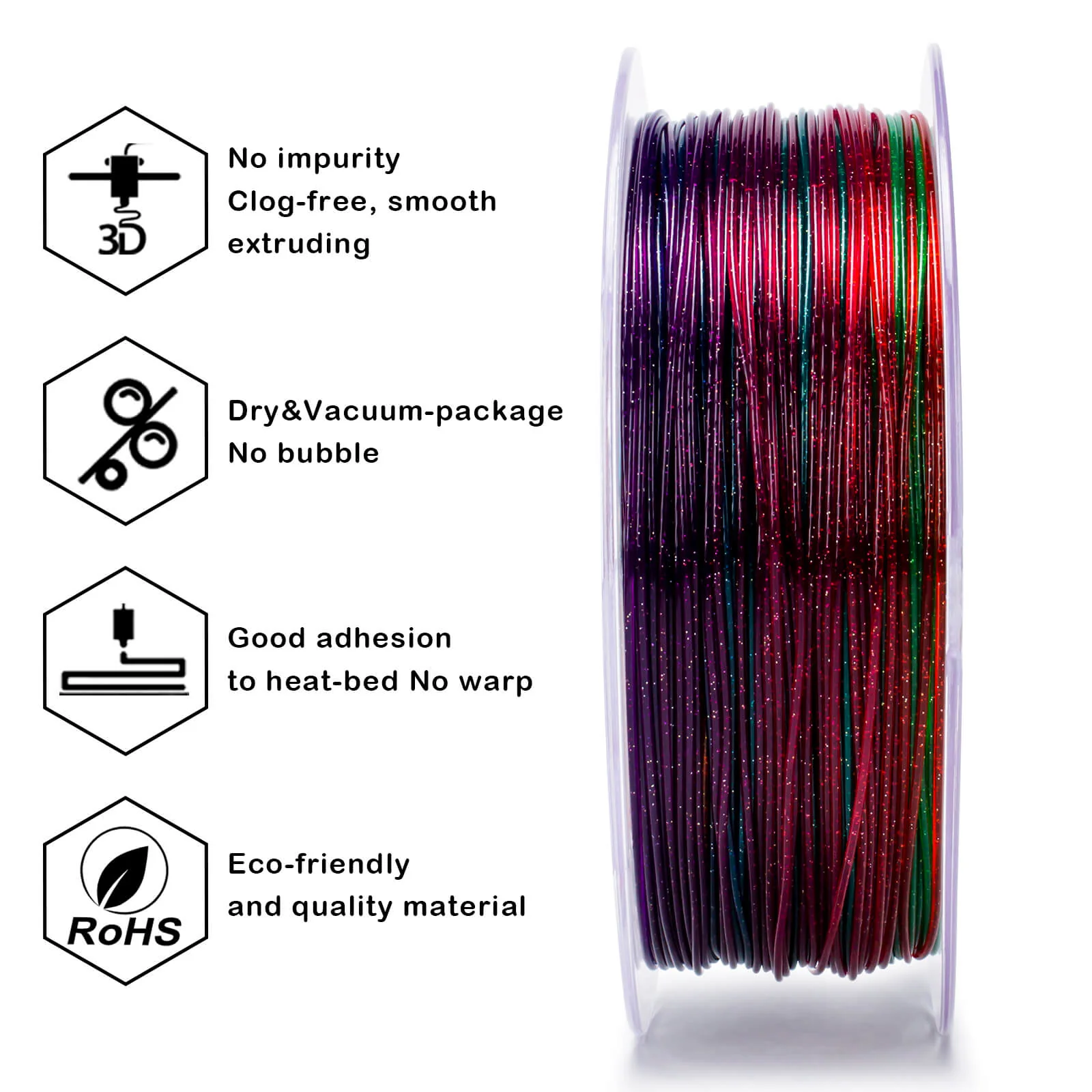 ZIRO Fast Gradient Twinkling Translucent PLA Filament 1.75mm, Chromatic Glitter - Image 11