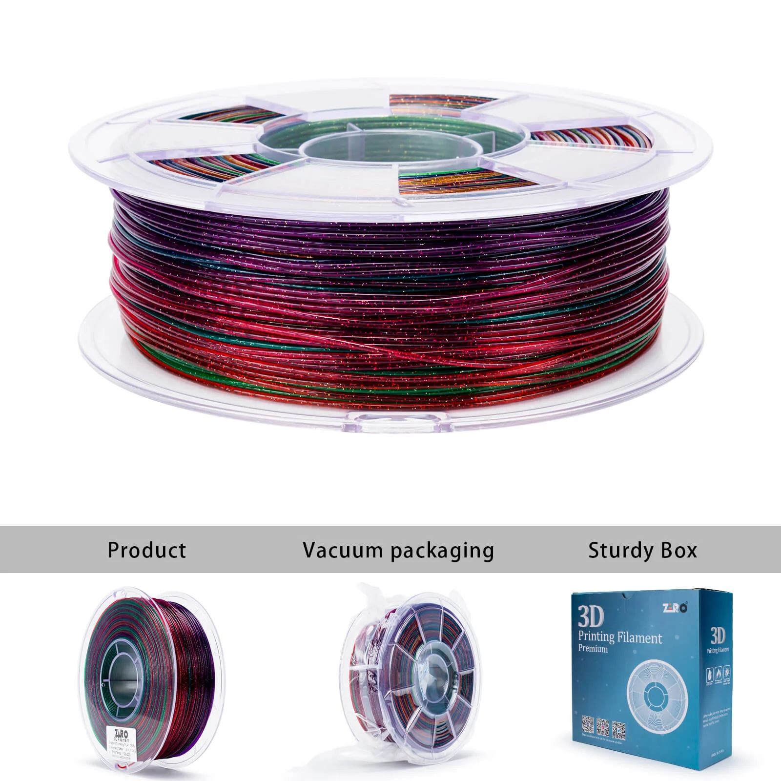 ZIRO Fast Gradient Twinkling Translucent PLA Filament 1.75mm, Chromatic Glitter - Image 12