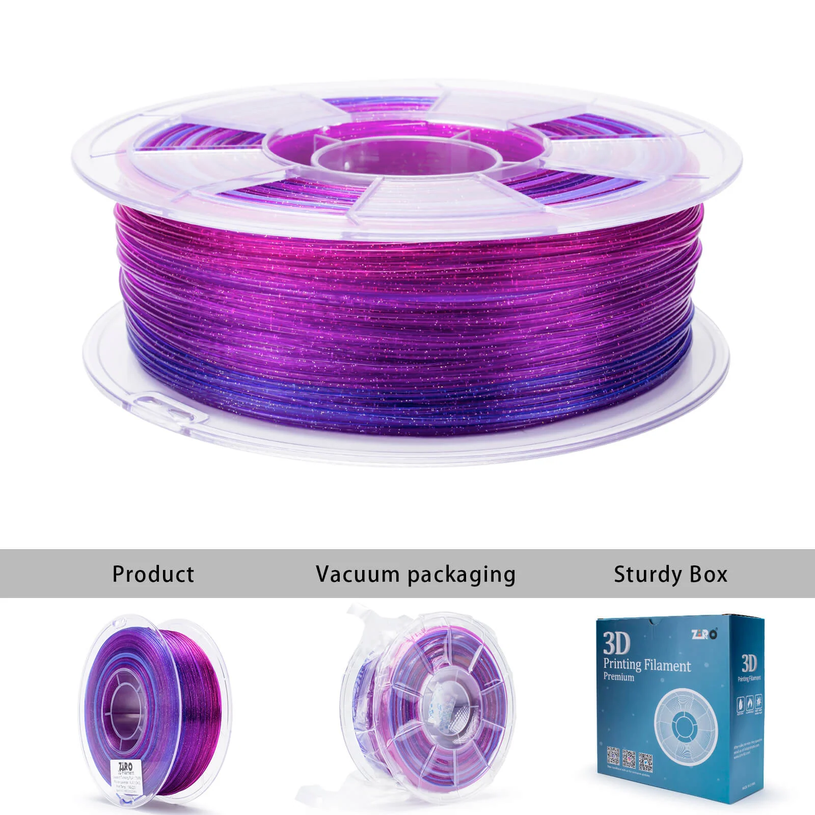 ZIRO Fast Gradient Twinkling Translucent PLA Filament 1.75mm, Flower Series-Lavender - Image 11