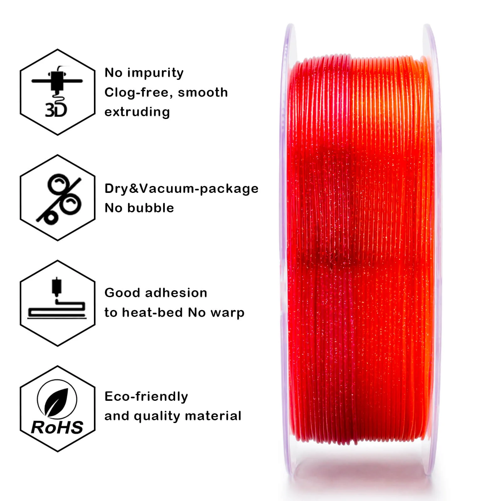 ZIRO Fast Gradient Twinkling Translucent PLA Filament 1.75mm, Flower Series-Rose - Image 10