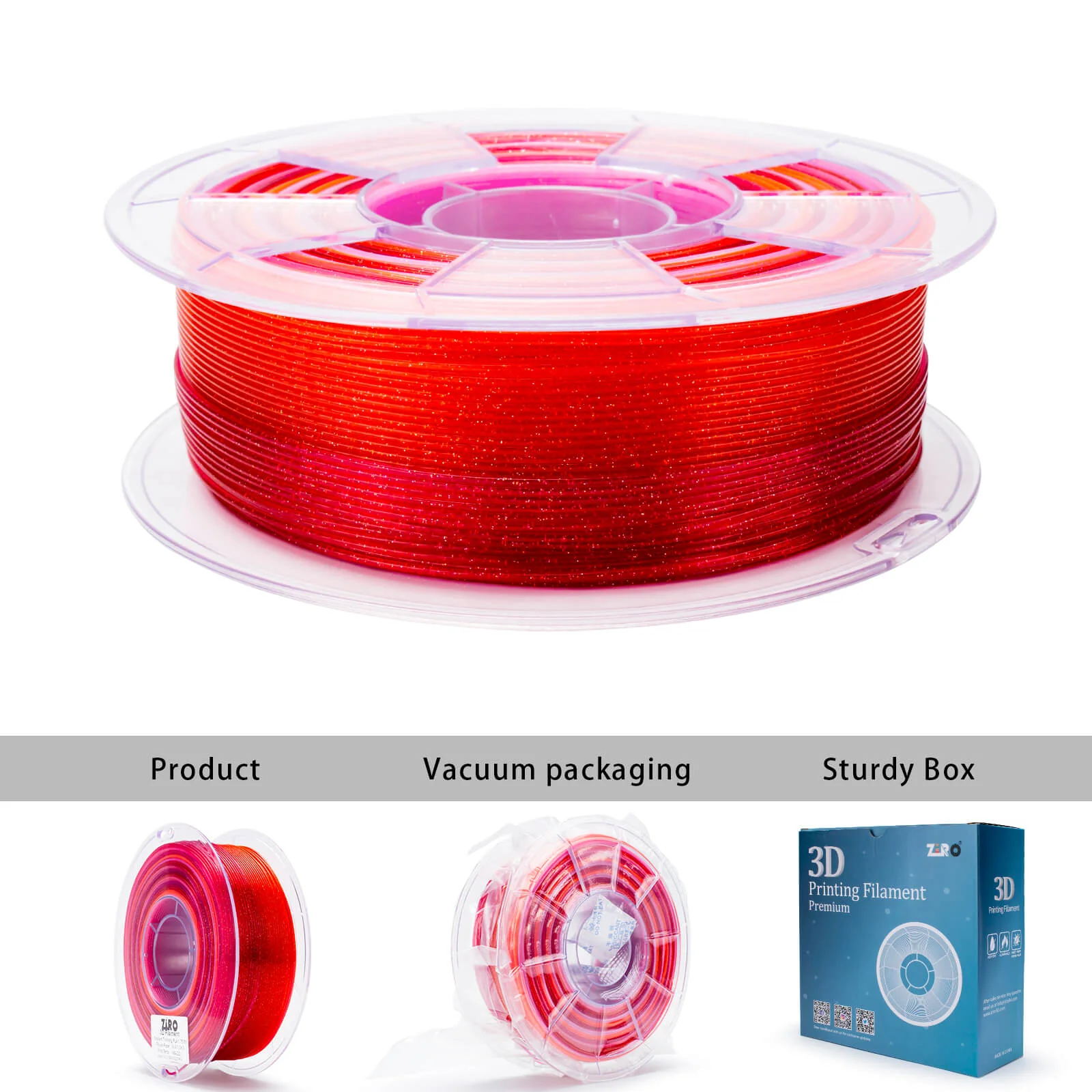 ZIRO Fast Gradient Twinkling Translucent PLA Filament 1.75mm, Flower Series-Rose - Image 11