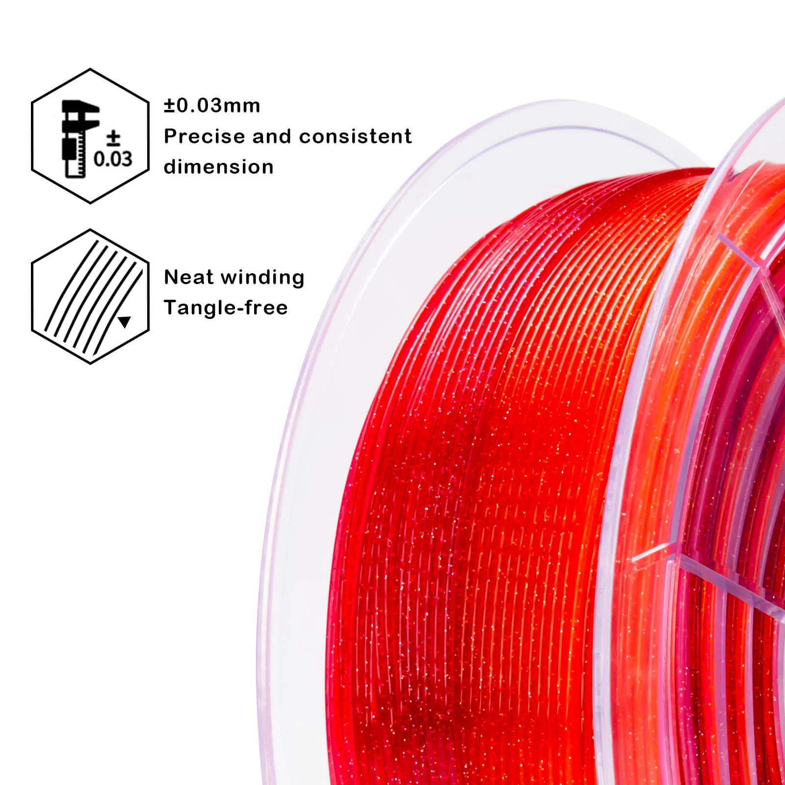 ZIRO Fast Gradient Twinkling Translucent PLA Filament 1.75mm, Flower Series-Rose - Image 9