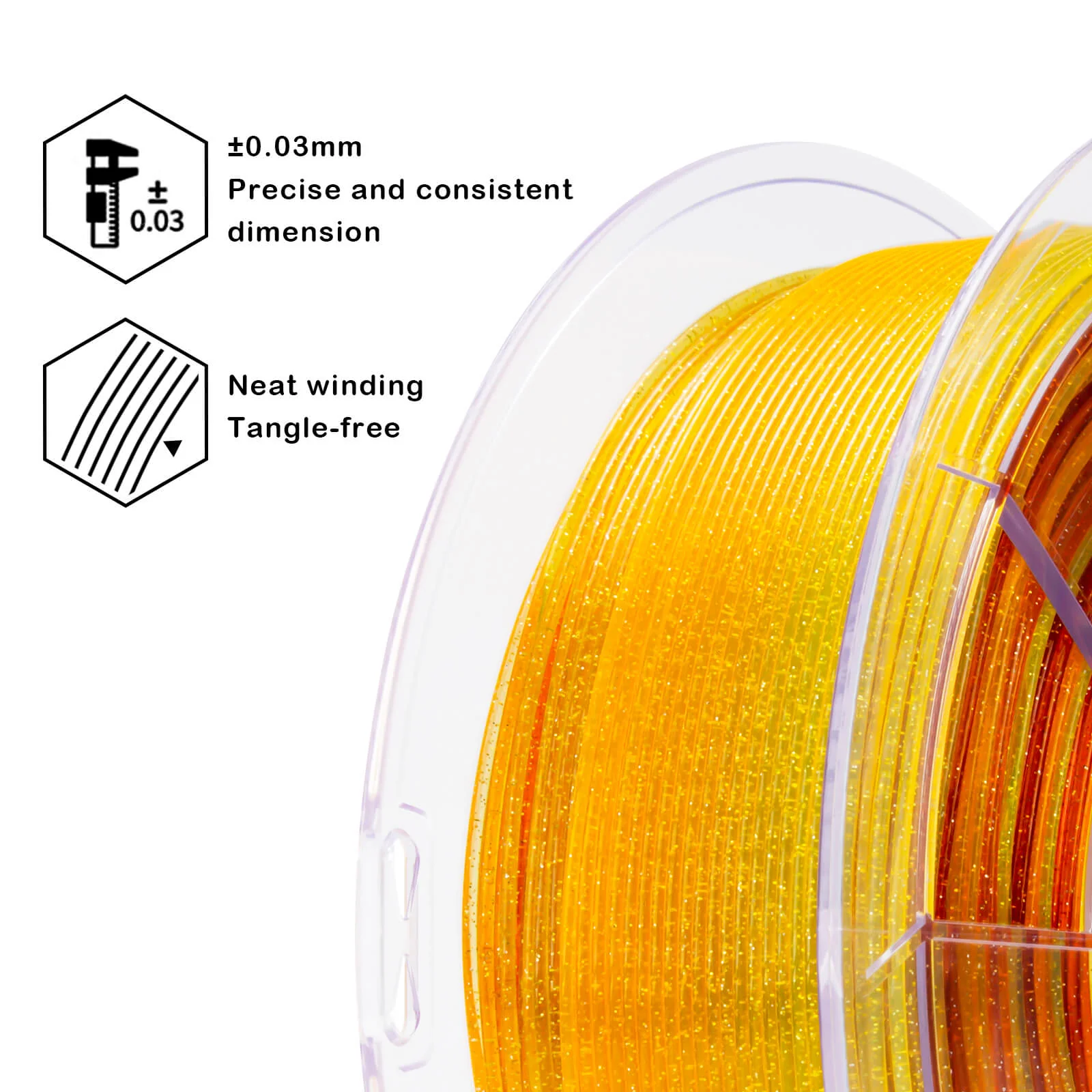 ZIRO Fast Gradient Twinkling Translucent PLA Filament 1.75mm, Flower Series-Sunflower - Image 9