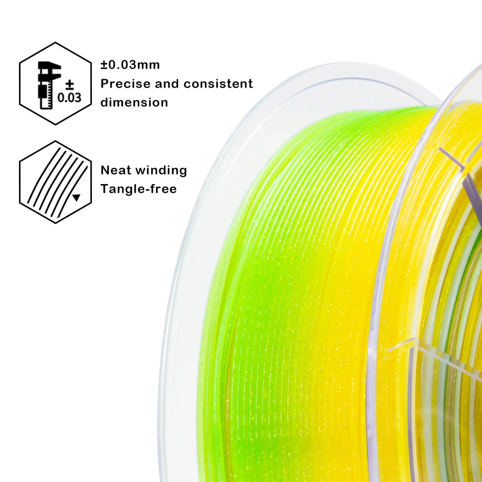 ZIRO Fast Gradient Twinkling Translucent PLA Filament 1.75mm, Flower Series-White Lily - Image 8