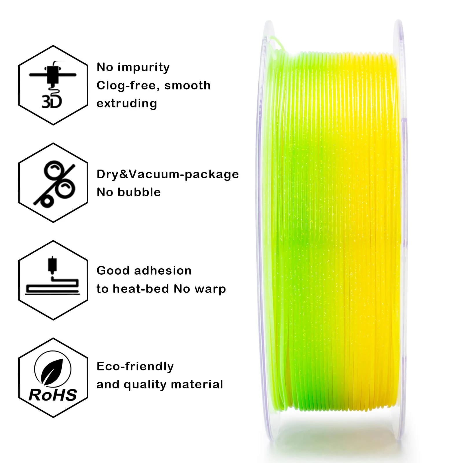 ZIRO Fast Gradient Twinkling Translucent PLA Filament 1.75mm, Flower Series-White Lily - Image 9