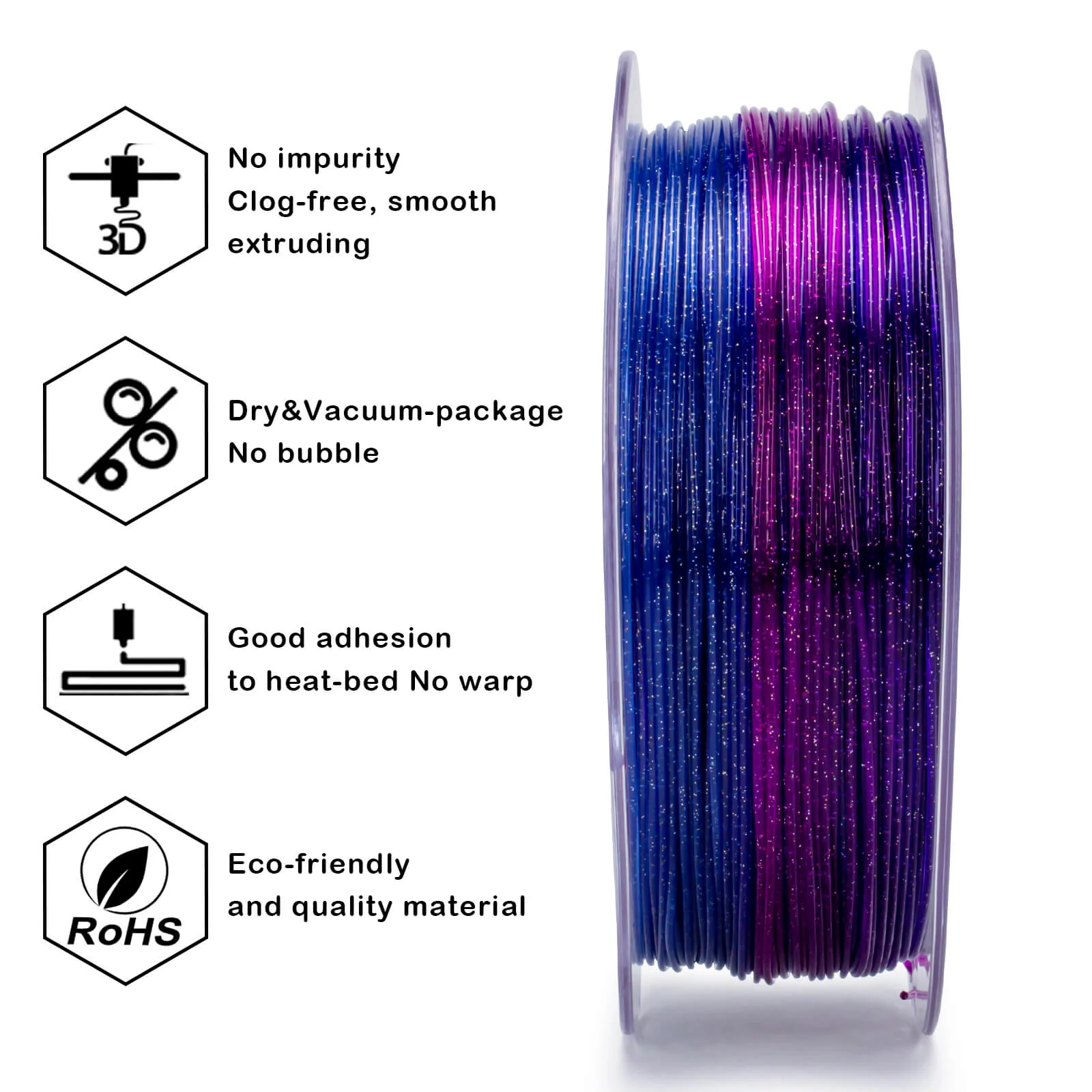 ZIRO Fast Gradient Twinkling Translucent PLA Filament 1.75mm, Galaxy - Image 11