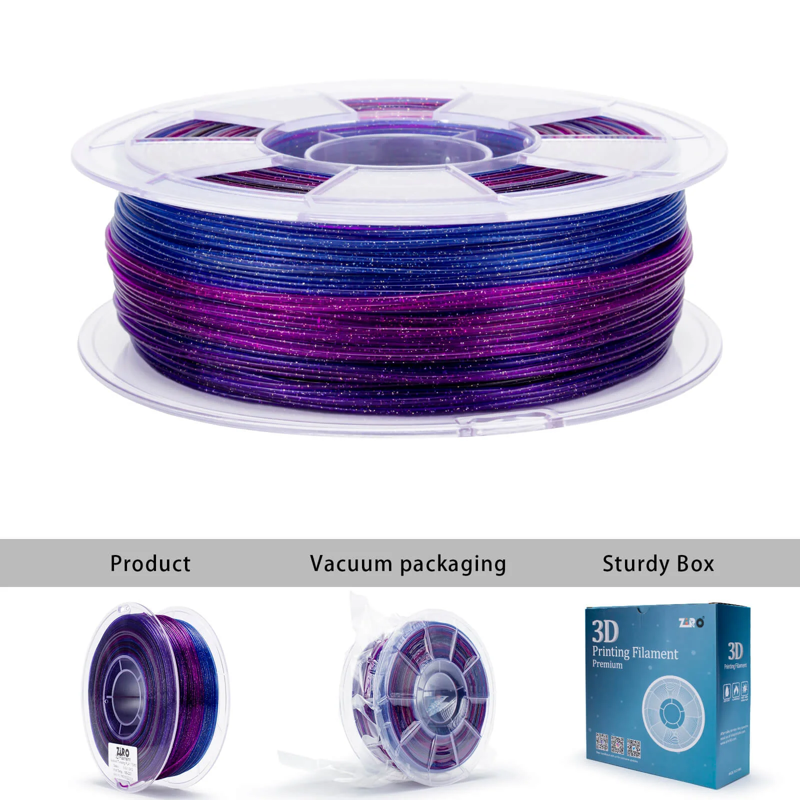 ZIRO Fast Gradient Twinkling Translucent PLA Filament 1.75mm, Galaxy - Image 12