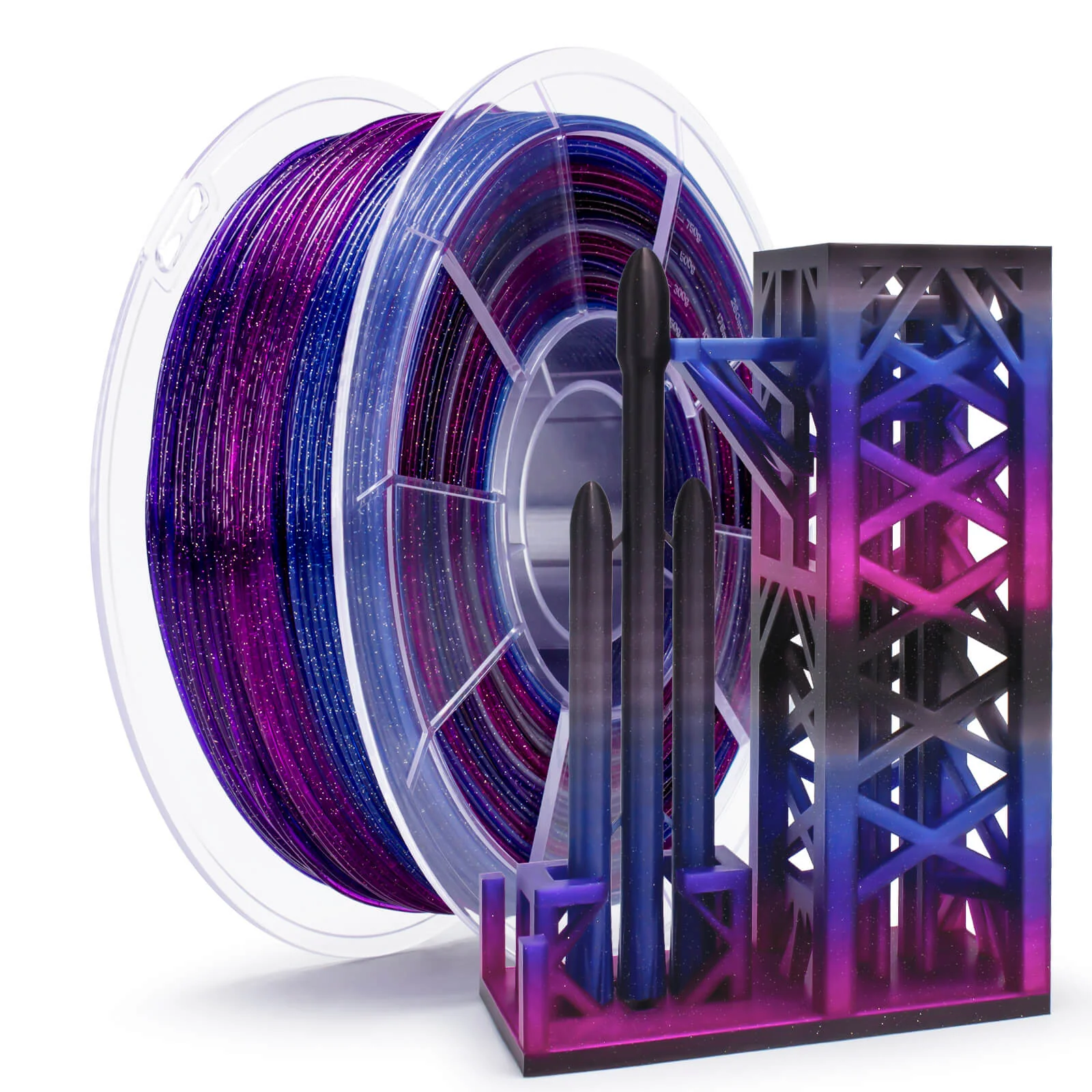 ZIRO Fast Gradient Twinkling Translucent PLA Filament 1.75mm, Galaxy - Image 4