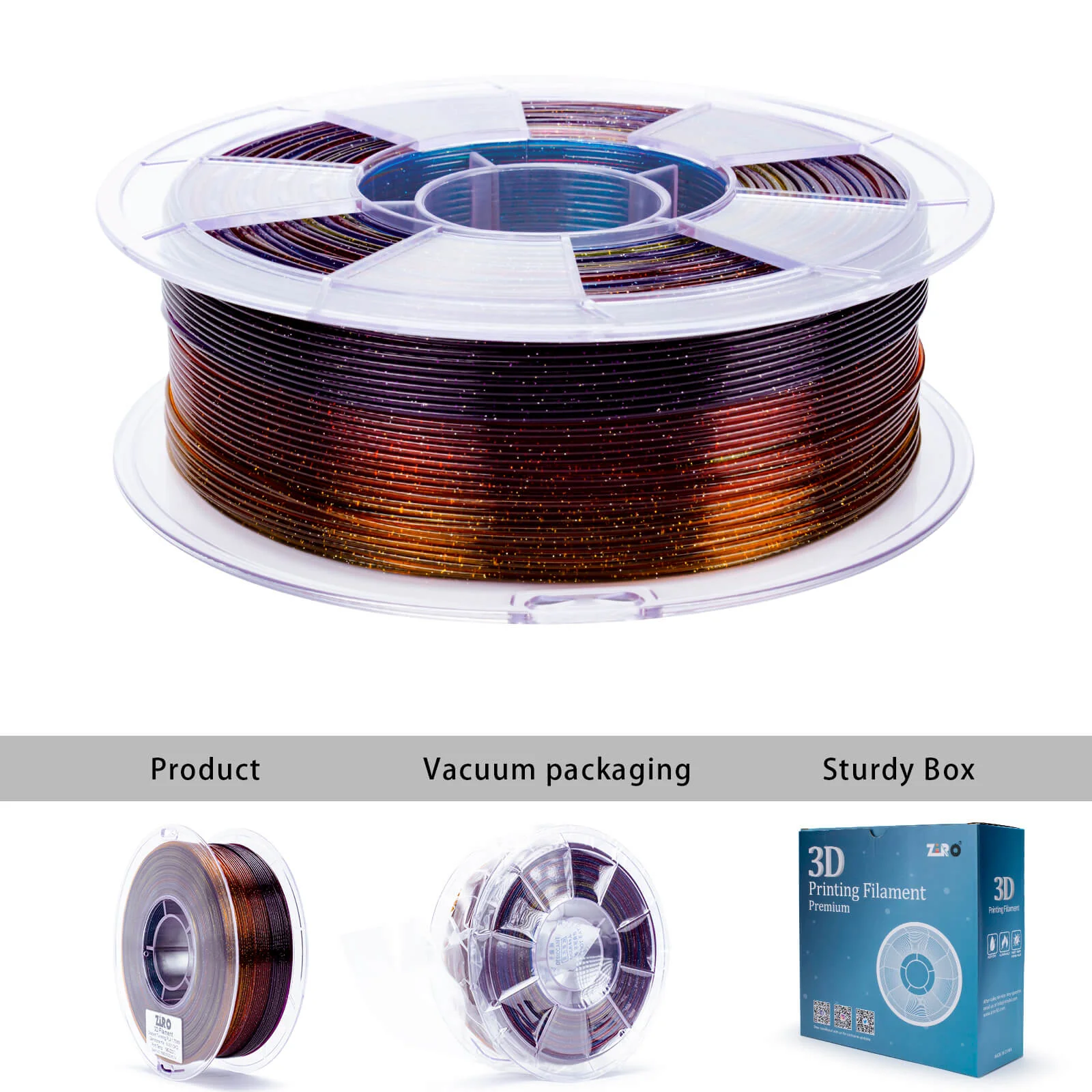 ZIRO Fast Gradient Twinkling Translucent PLA Filament 1.75mm, Gemstone Mix - Image 8
