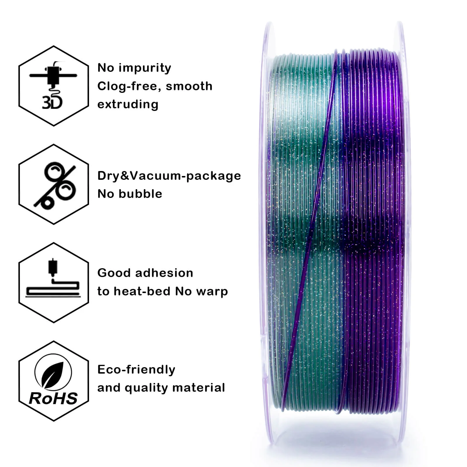ZIRO Fast Gradient Twinkling Translucent PLA Filament 1.75mm, Luxury Nightfall - Image 7