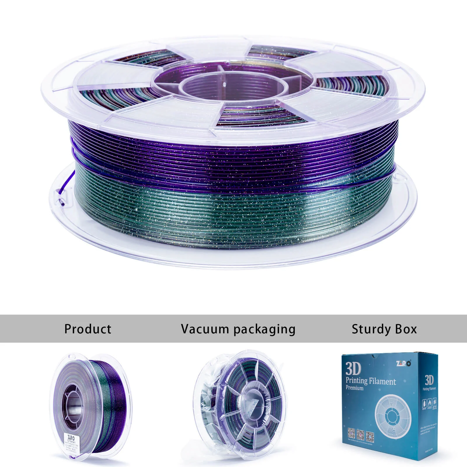 ZIRO Fast Gradient Twinkling Translucent PLA Filament 1.75mm, Luxury Nightfall - Image 8