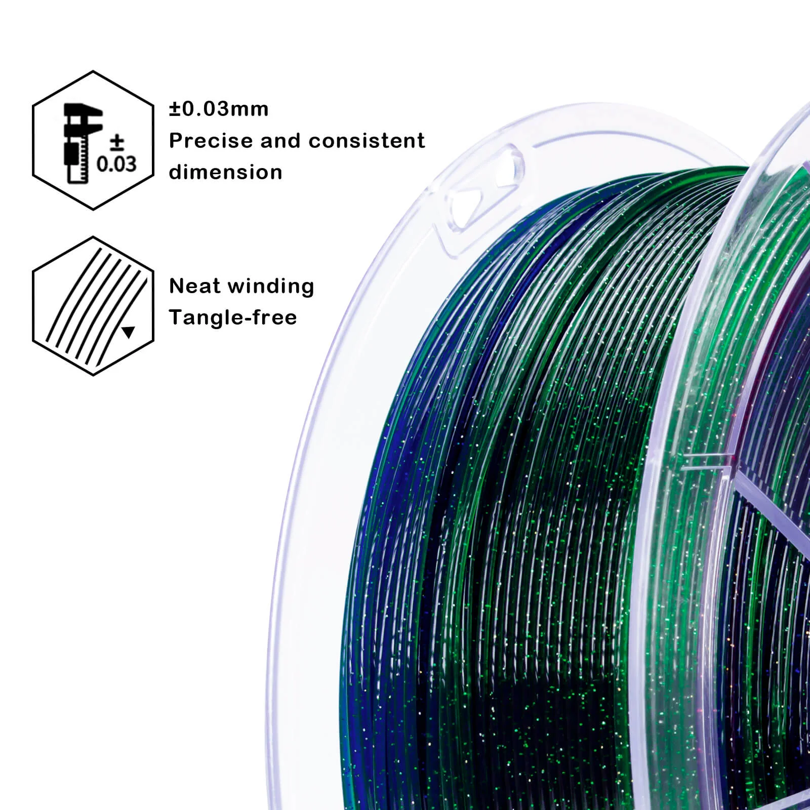 ZIRO Fast Gradient Twinkling Translucent PLA Filament 1.75mm, Nebula - Image 4