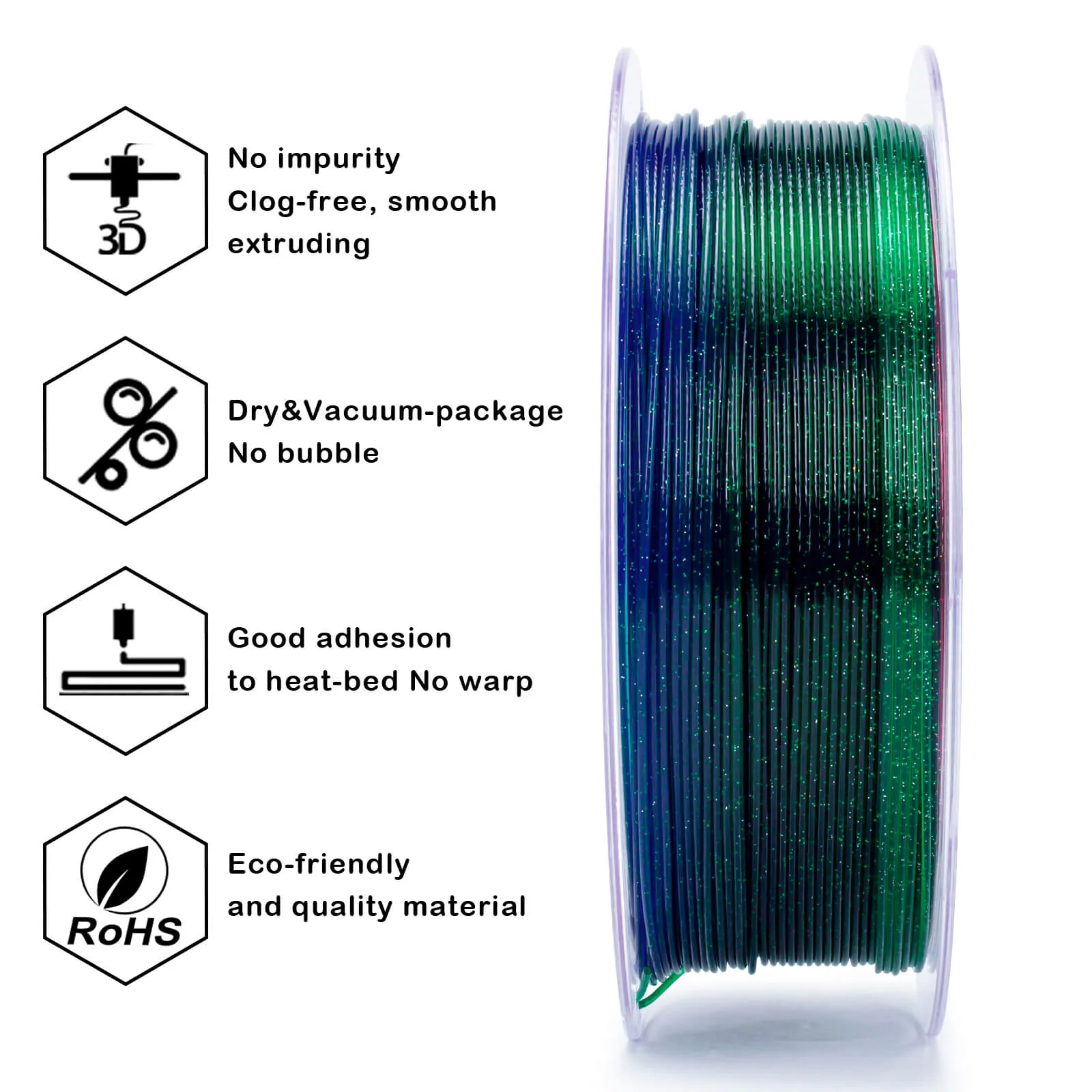 ZIRO Fast Gradient Twinkling Translucent PLA Filament 1.75mm, Nebula - Image 5