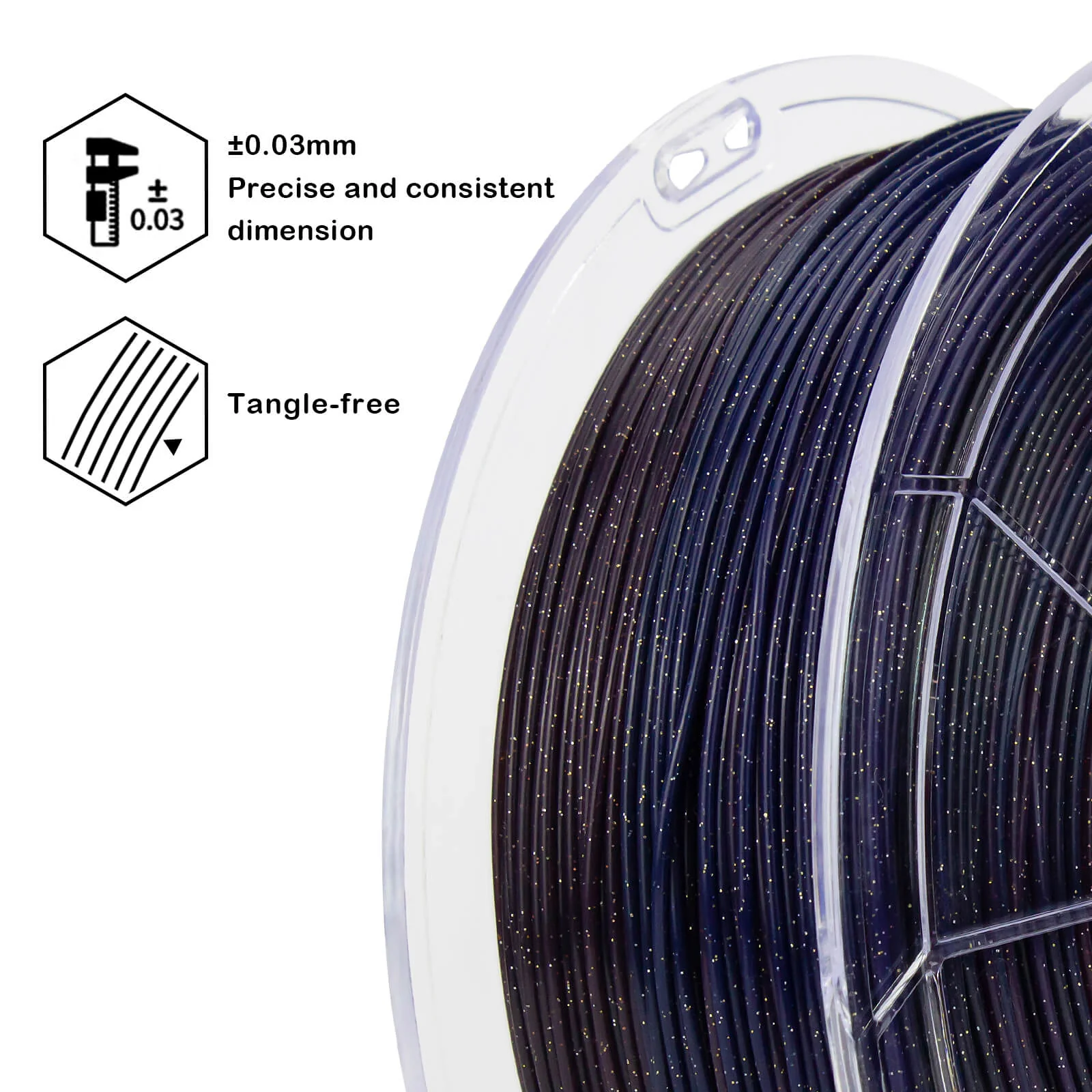 ZIRO Fast Gradient Twinkling Translucent PLA Filament 1.75mm, Starry Sky - Image 4
