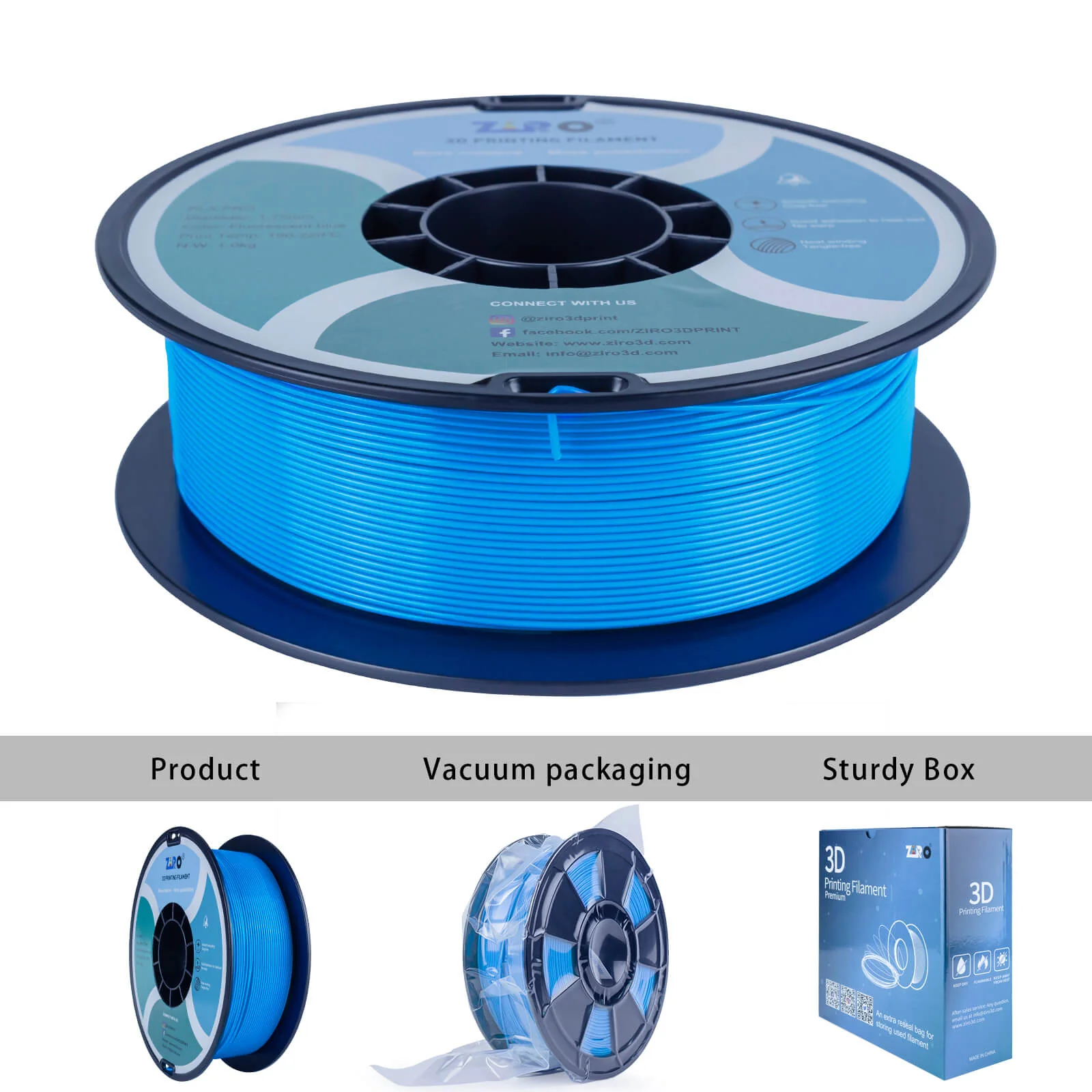 ZIRO Fluorescence PLA Filament 1.75mm, Fluo Blue - Image 8