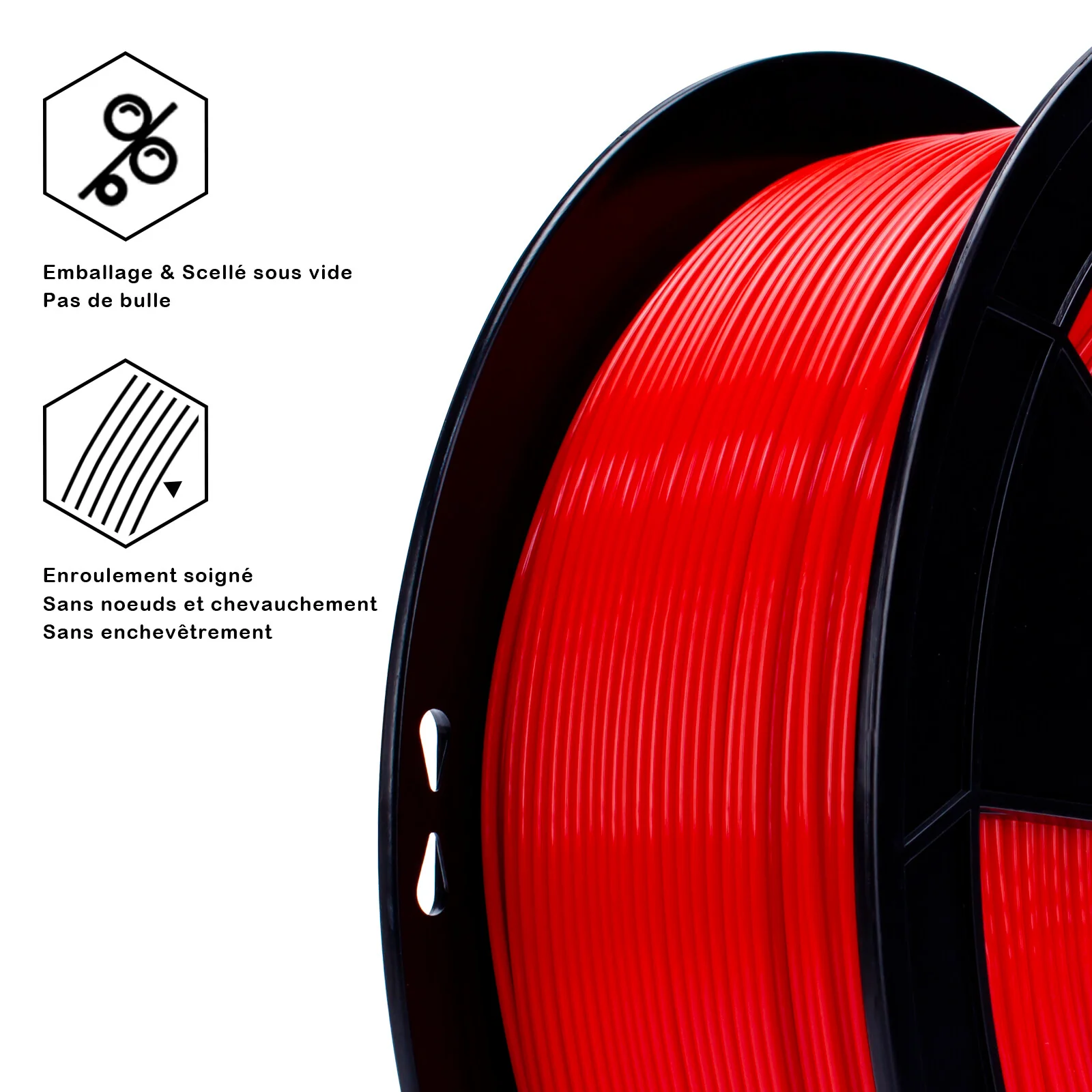 ZIRO Fluorescence PLA Filament 1.75mm, Fluo Red - Image 3