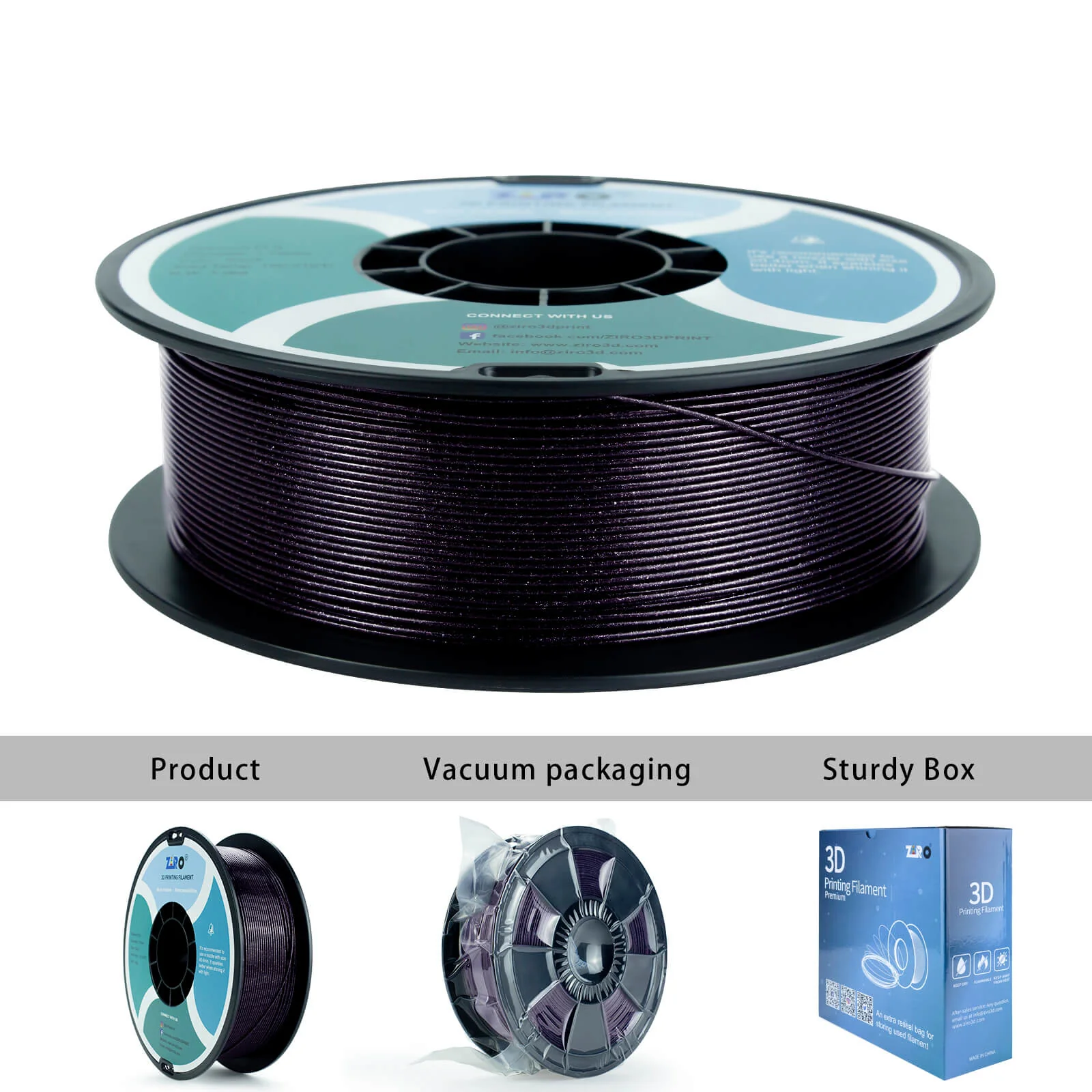 ZIRO Glitter Diamond PLA Filament 1.75mm, Black - Image 9