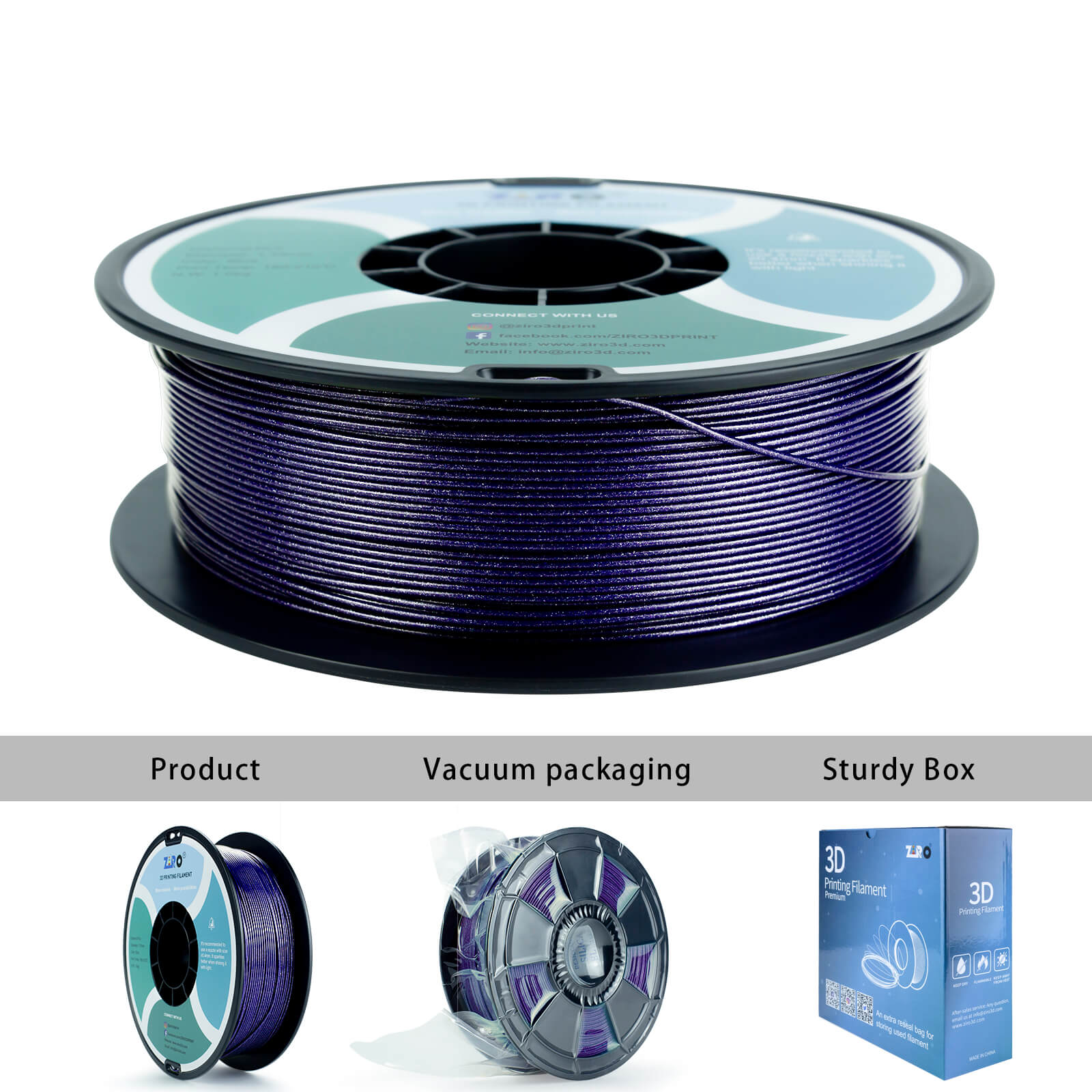 ZIRO Glitter Diamond PLA Filament 1.75mm, Blue - Image 10