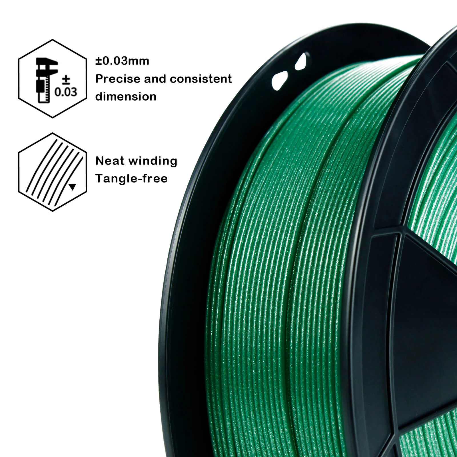 ZIRO Glitter Diamond PLA Filament 1.75mm, Green - Image 10