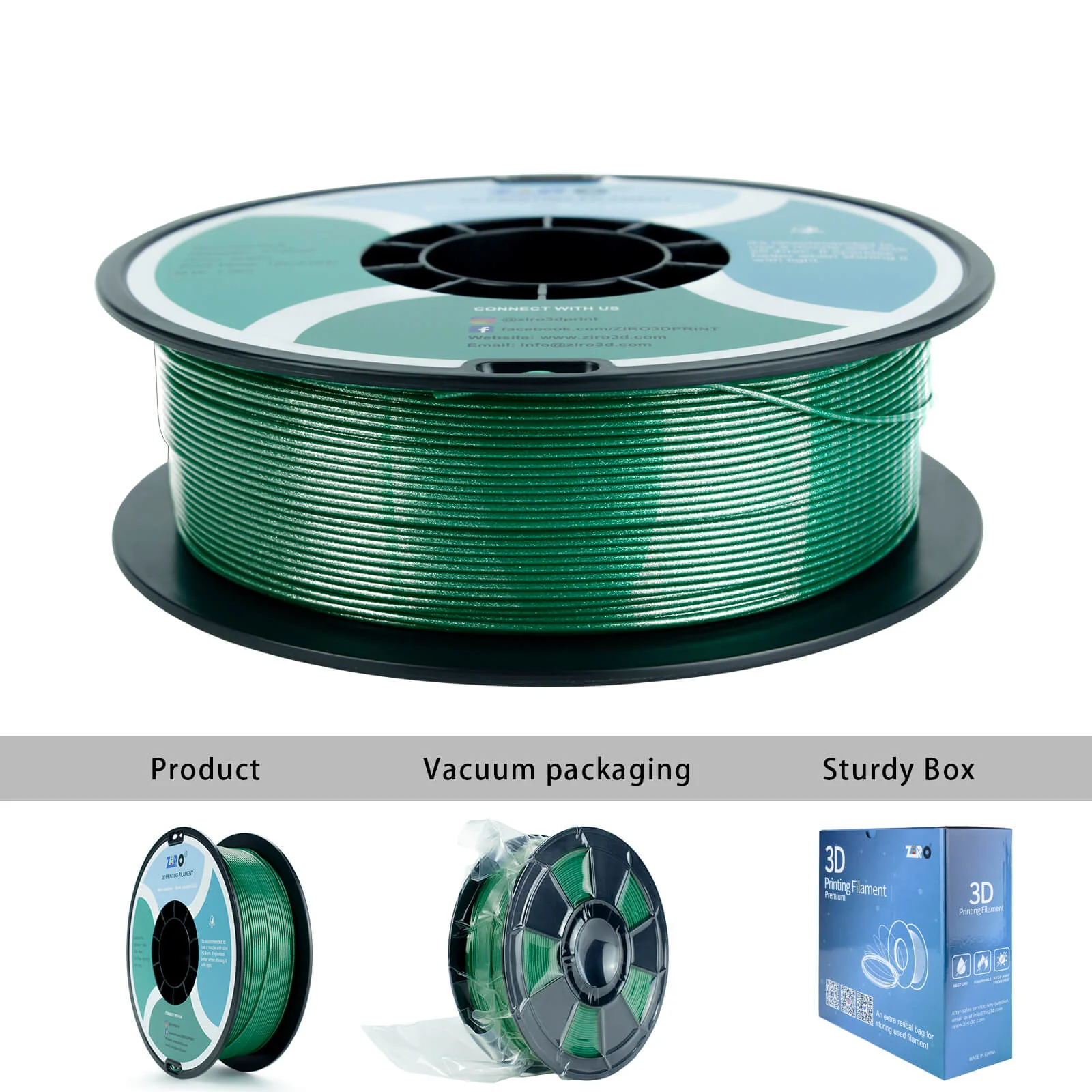 ZIRO Glitter Diamond PLA Filament 1.75mm, Green - Image 13