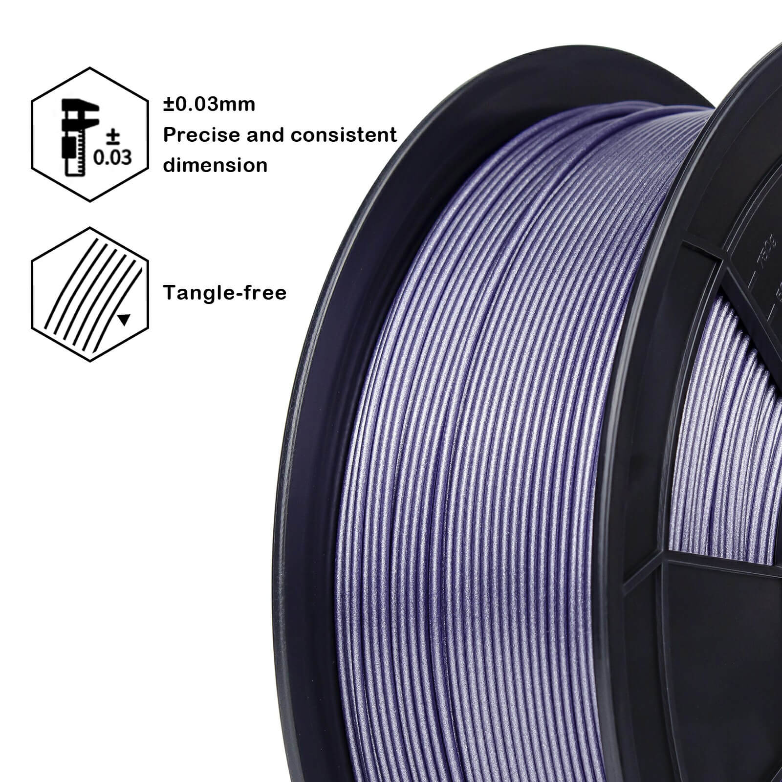 ZIRO Glitter Diamond PLA Filament 1.75mm, Lavender - Image 9
