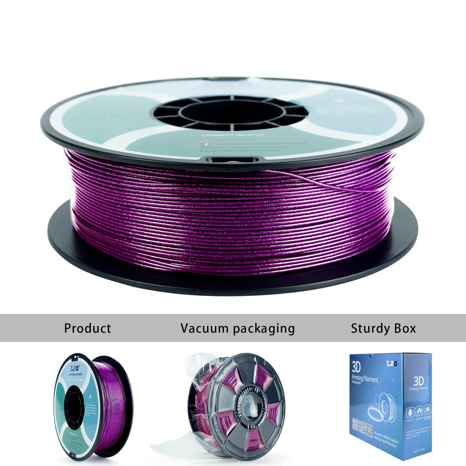 ZIRO Glitter Diamond PLA Filament 1.75mm, Purple - Image 12