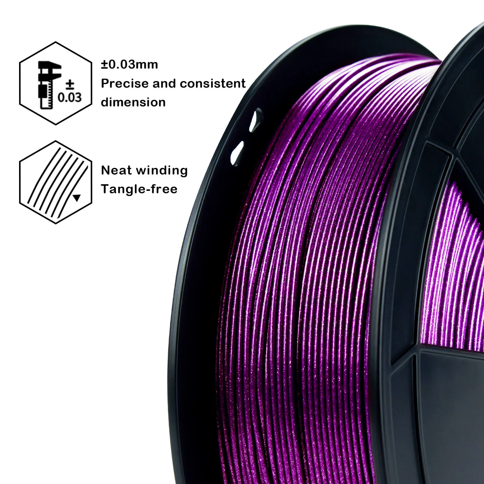 ZIRO Glitter Diamond PLA Filament 1.75mm, Purple - Image 9