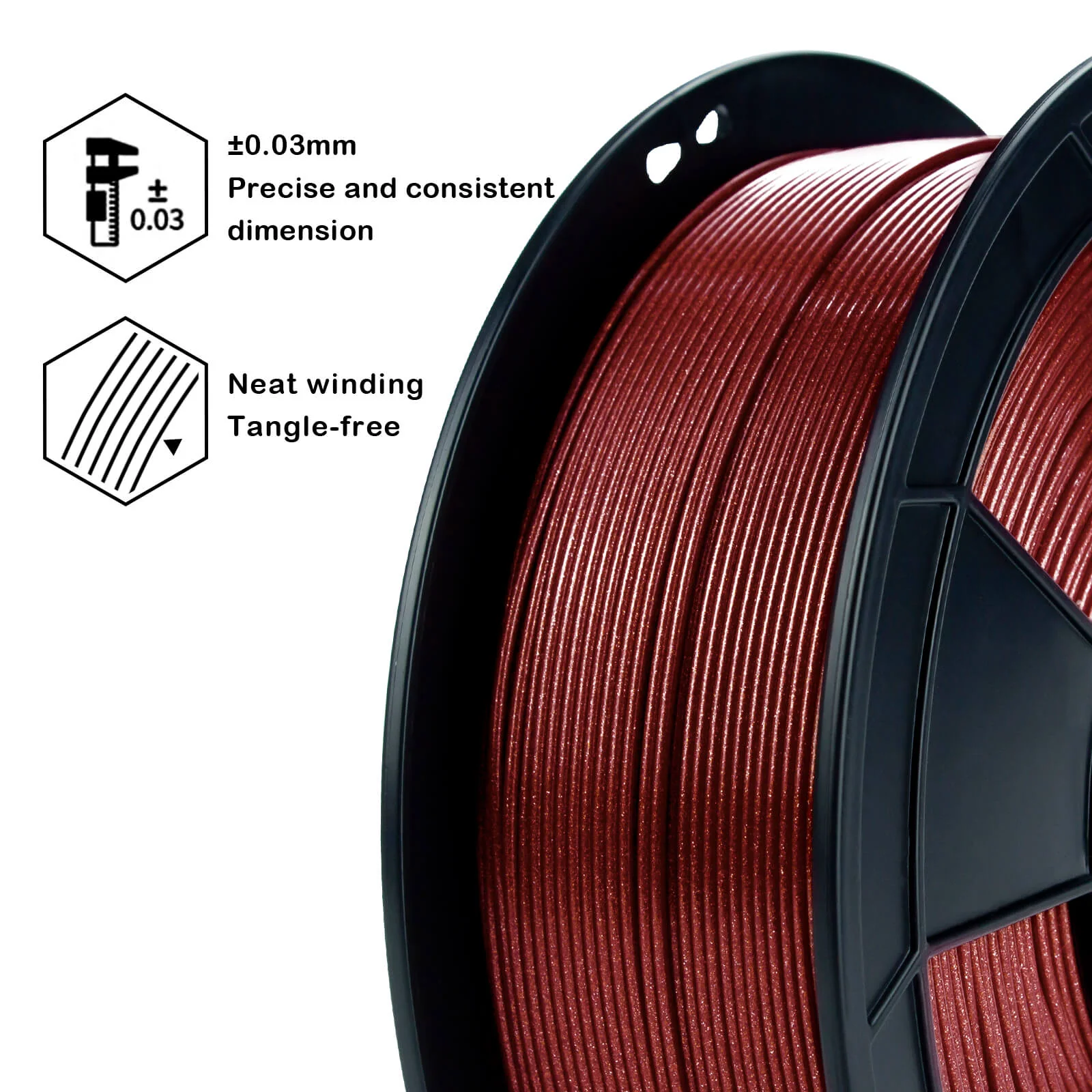 ZIRO Glitter Diamond PLA Filament 1.75mm, Red - Image 6
