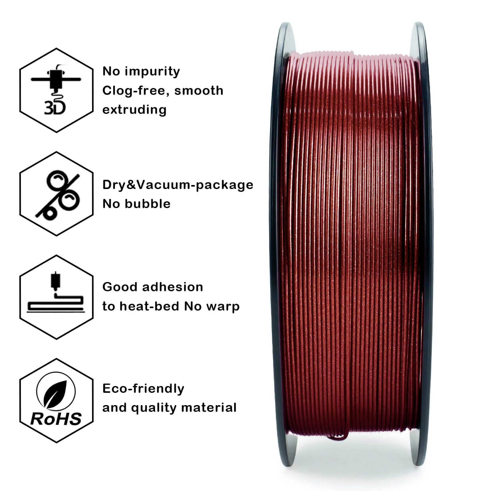 ZIRO Glitter Diamond PLA Filament 1.75mm, Red - Image 7