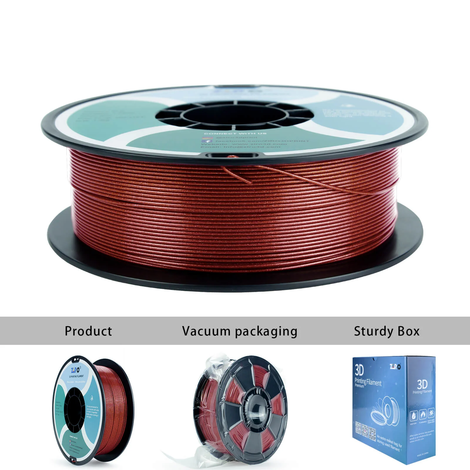 ZIRO Glitter Diamond PLA Filament 1.75mm, Red - Image 9