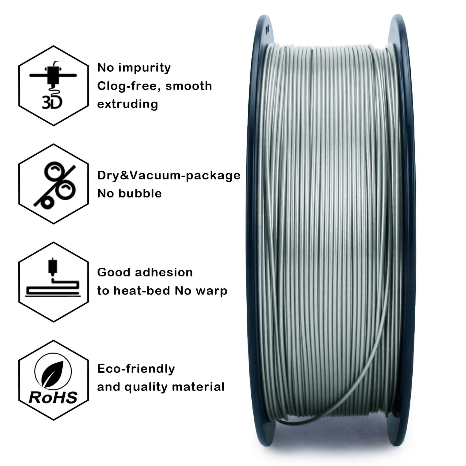ZIRO Glitter Diamond PLA Filament 1.75mm, Silver - Image 8