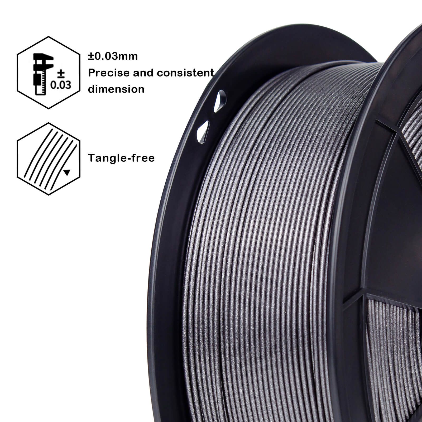 ZIRO Glitter Diamond PLA Filament 1.75mm, Silver Gray - Image 6
