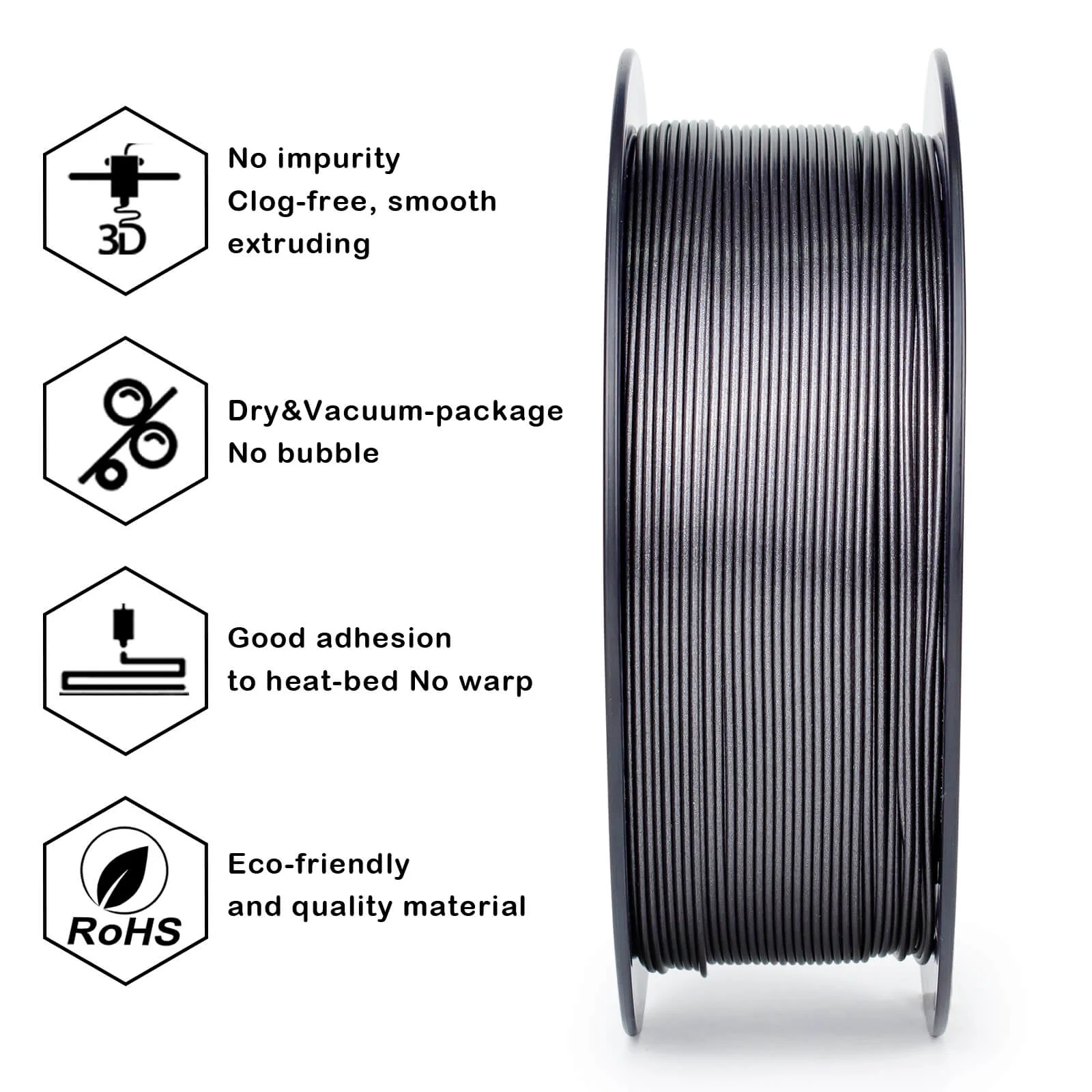 ZIRO Glitter Diamond PLA Filament 1.75mm, Silver Gray - Image 7
