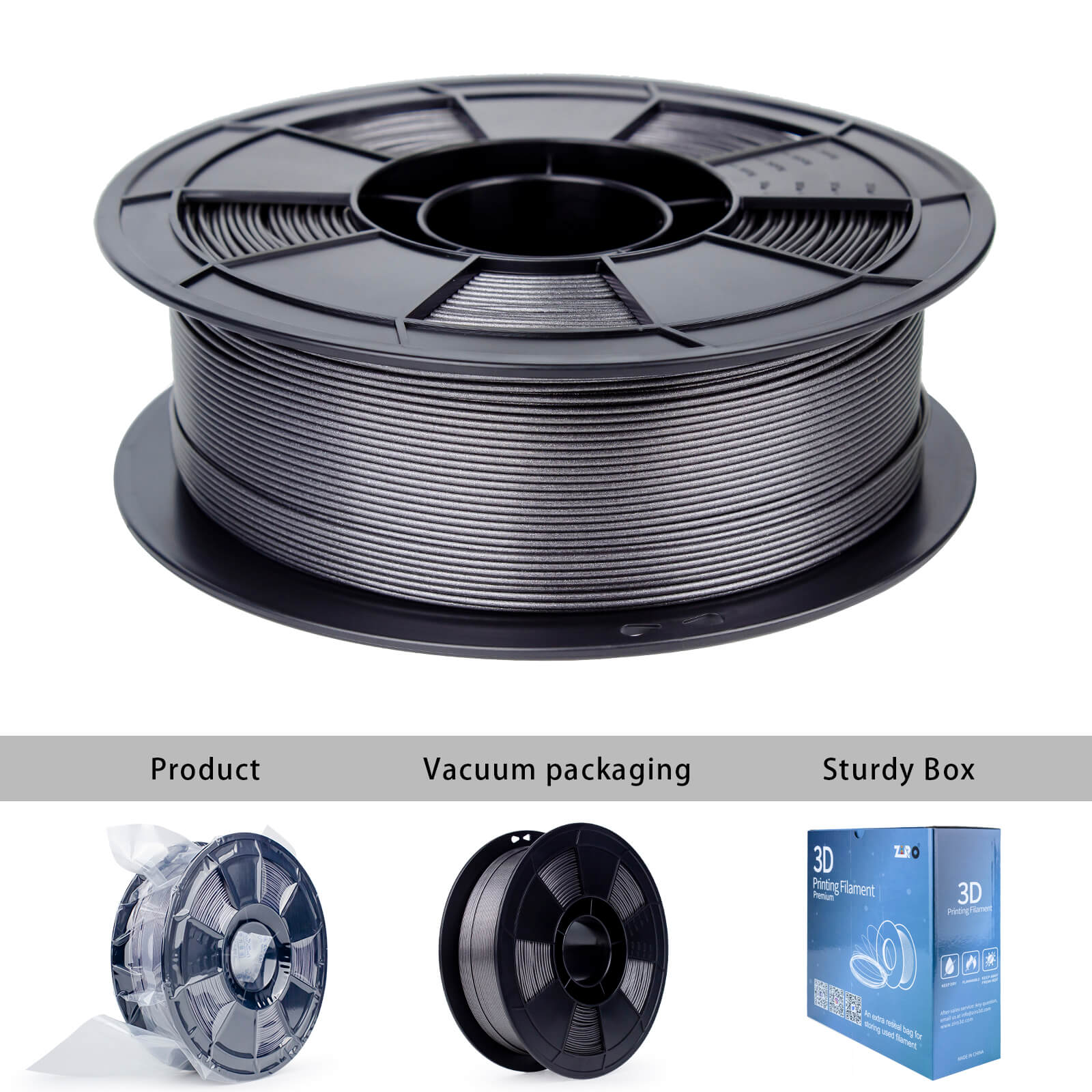 ZIRO Glitter Diamond PLA Filament 1.75mm, Silver Gray - Image 9